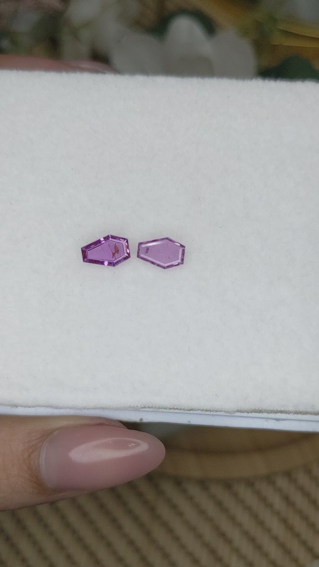 1.27 Ct.Tw.Total Carat Weight Pinkish Purple Sapphire Pair from Ceylon (Sri Lanka) Size Video