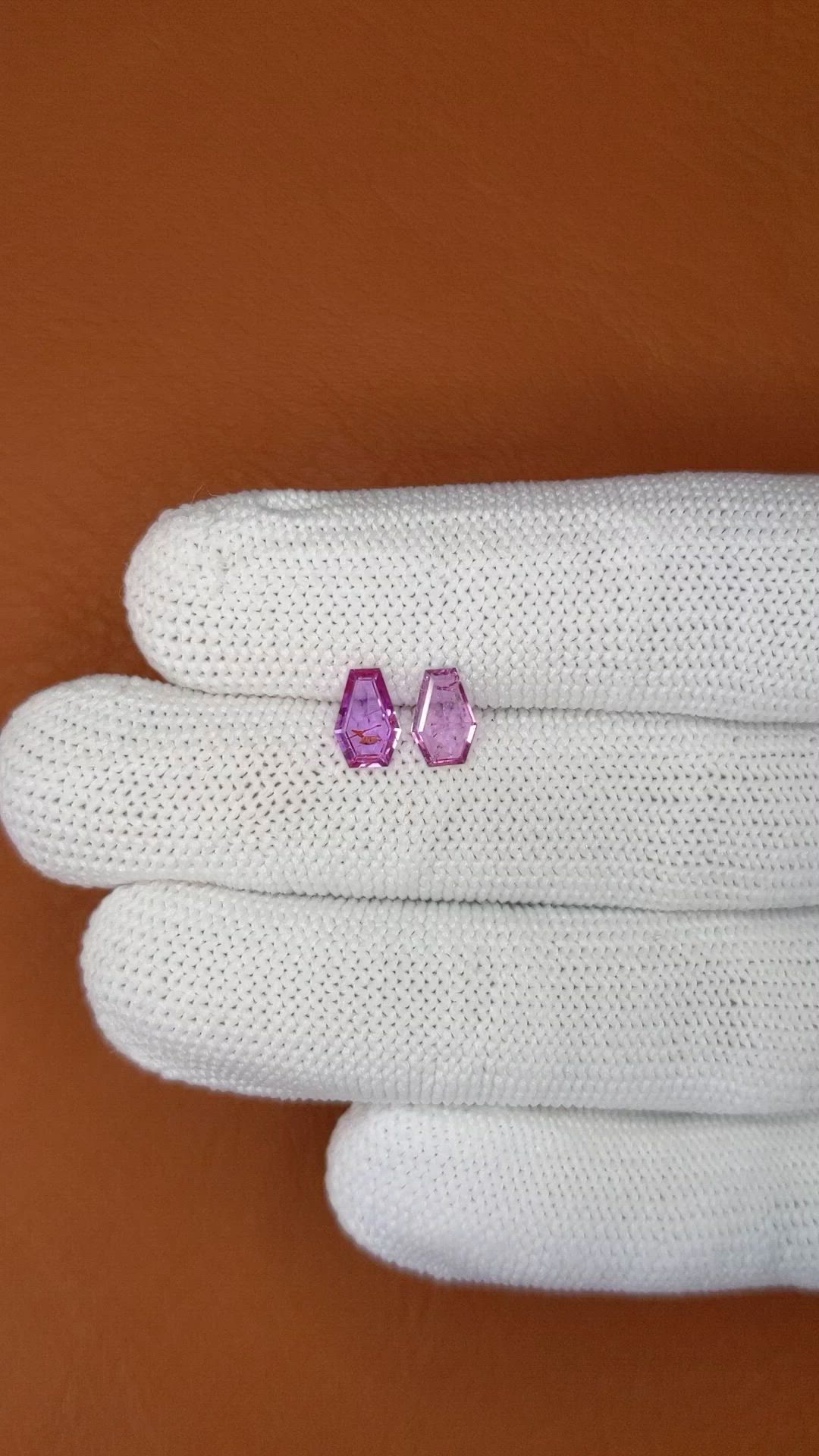 1.27 Ct.Tw.Total Carat Weight Pinkish Purple Sapphire Pair from Ceylon (Sri Lanka) Size Video