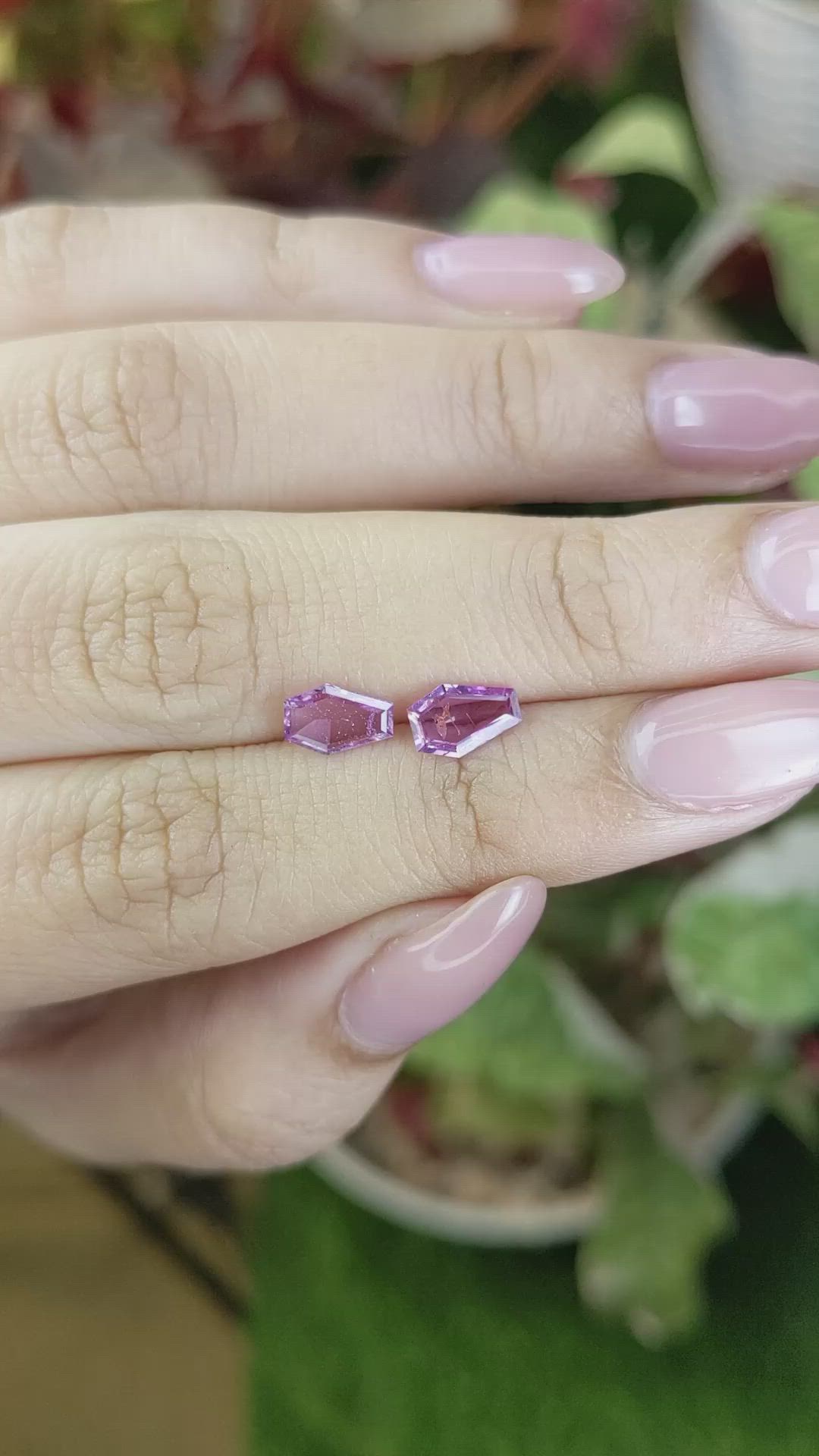 1.27 Ct.Tw.Total Carat Weight Pinkish Purple Sapphire Pair from Ceylon (Sri Lanka) Size Video