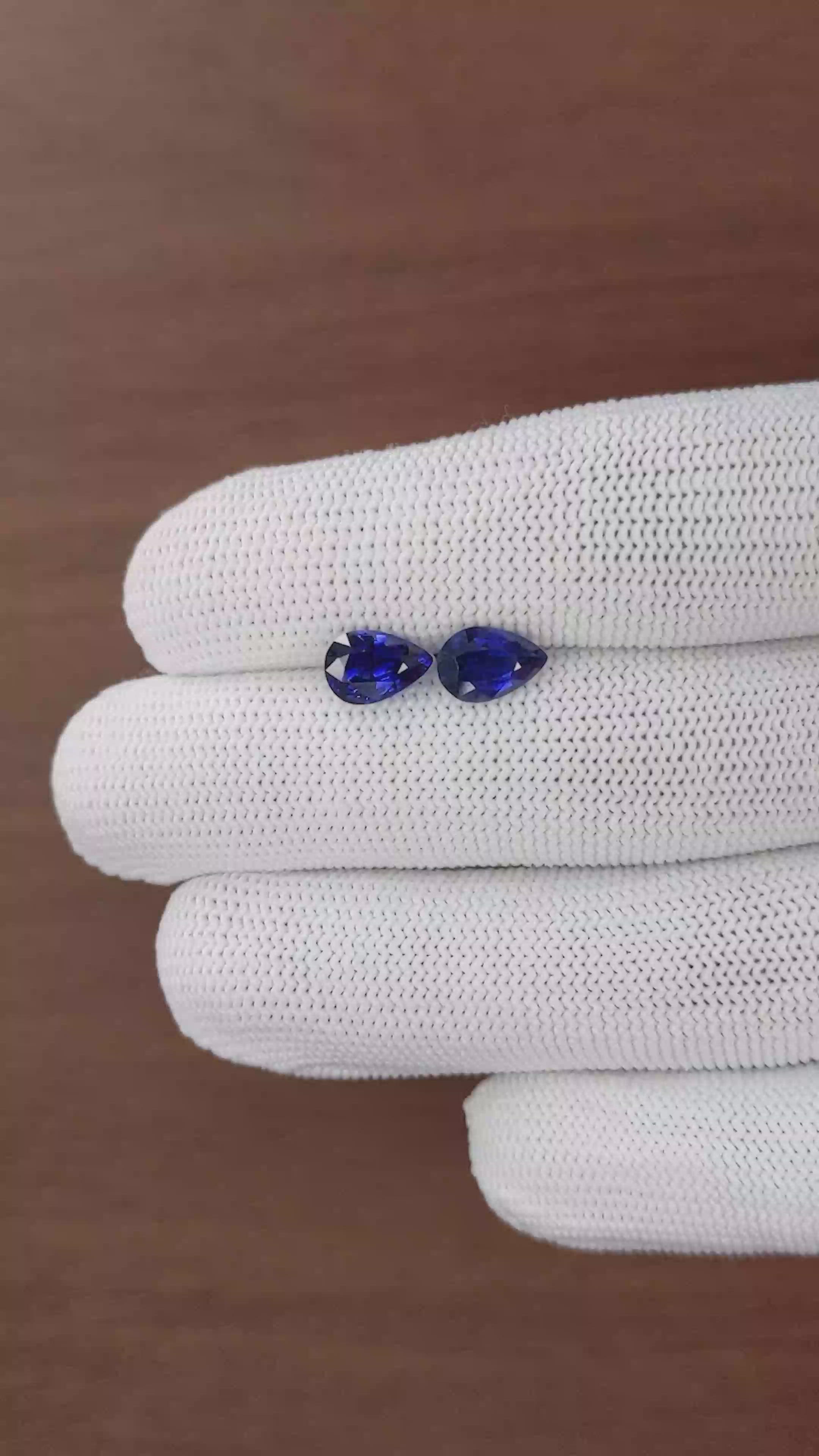 3.59 Ct.Tw.Total Carat Weight Blue Sapphire Pair from Tanzania Size Video