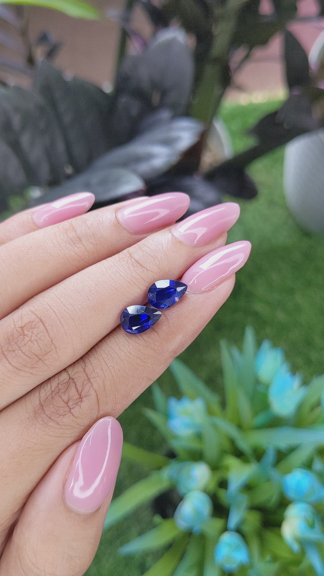 3.59 Ct.Tw.Total Carat Weight Blue Sapphire Pair from Tanzania Size Video