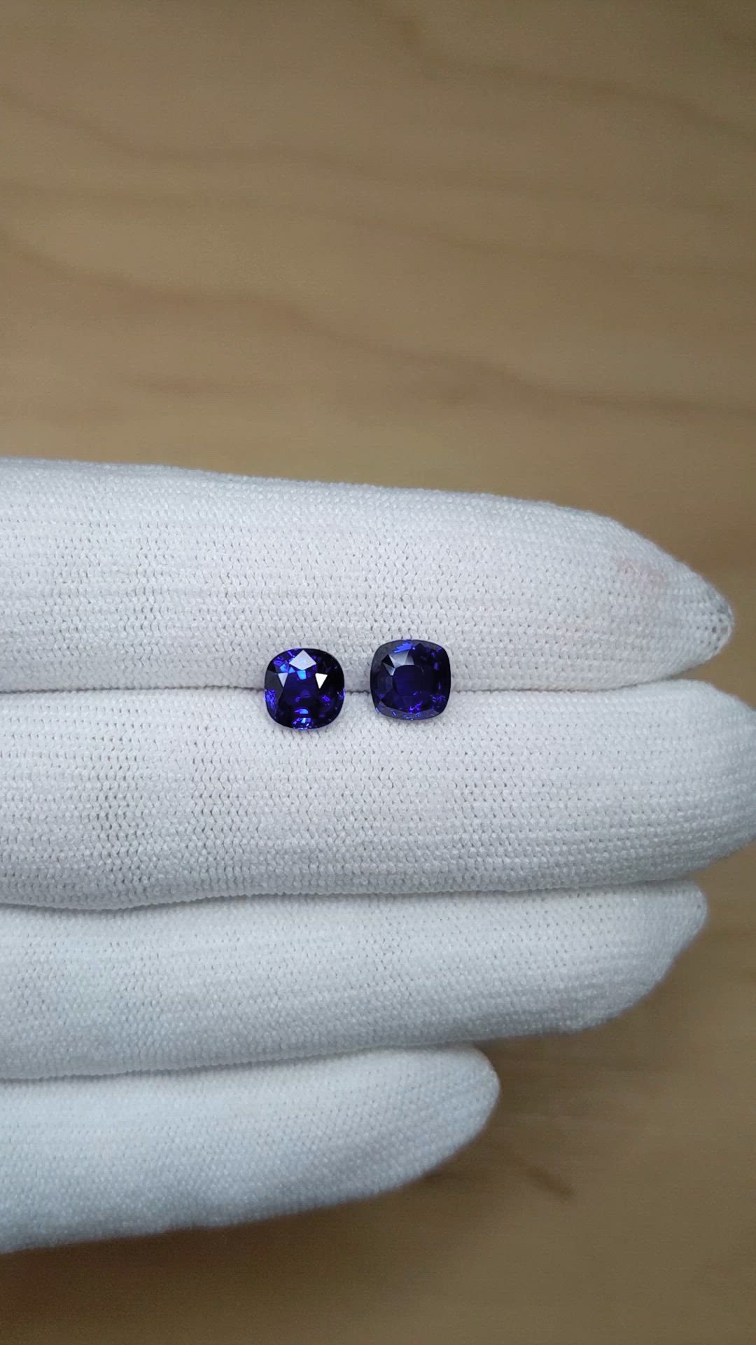 3.96 Ct.Tw.Total Carat Weight Blue Sapphire Pair from Ceylon (Sri Lanka) Size Video