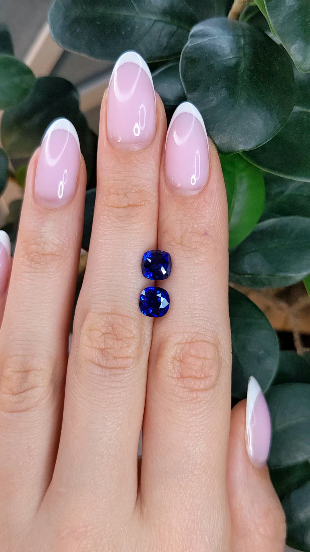 3.96 Ct.Tw.Total Carat Weight Blue Sapphire Pair from Ceylon (Sri Lanka) Size Video