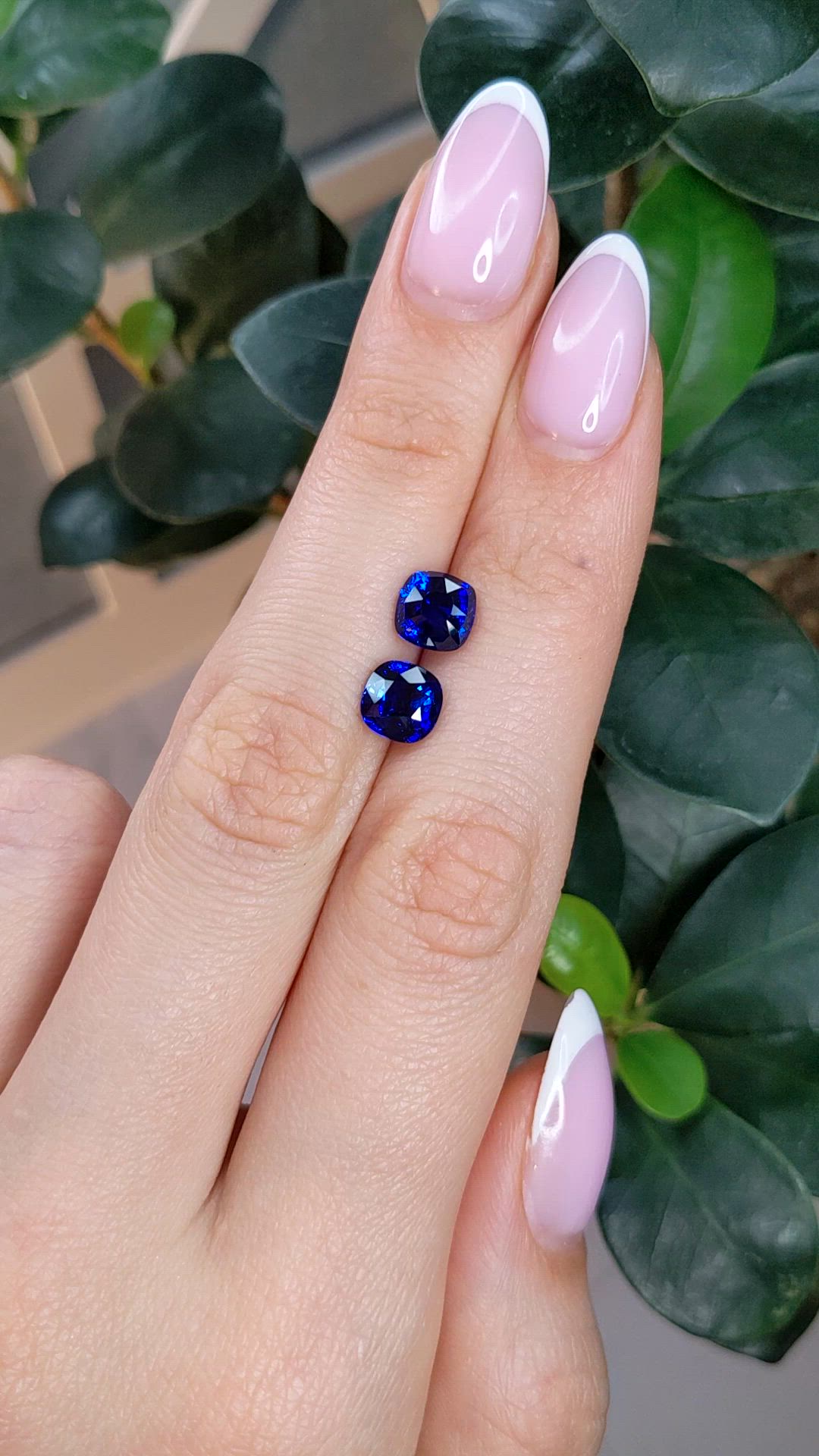 3.96 Ct.Tw.Total Carat Weight Blue Sapphire Pair from Ceylon (Sri Lanka) Size Video