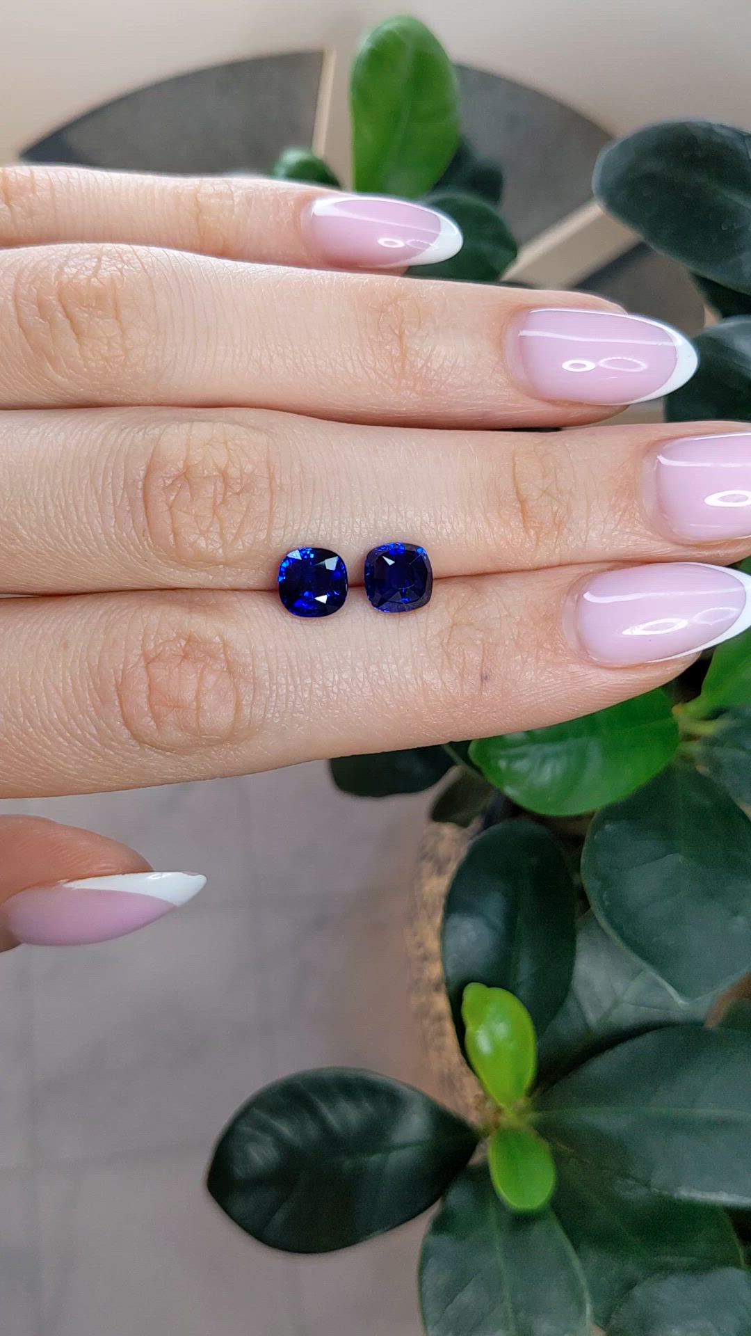 3.96 Ct.Tw.Total Carat Weight Blue Sapphire Pair from Ceylon (Sri Lanka) Size Video