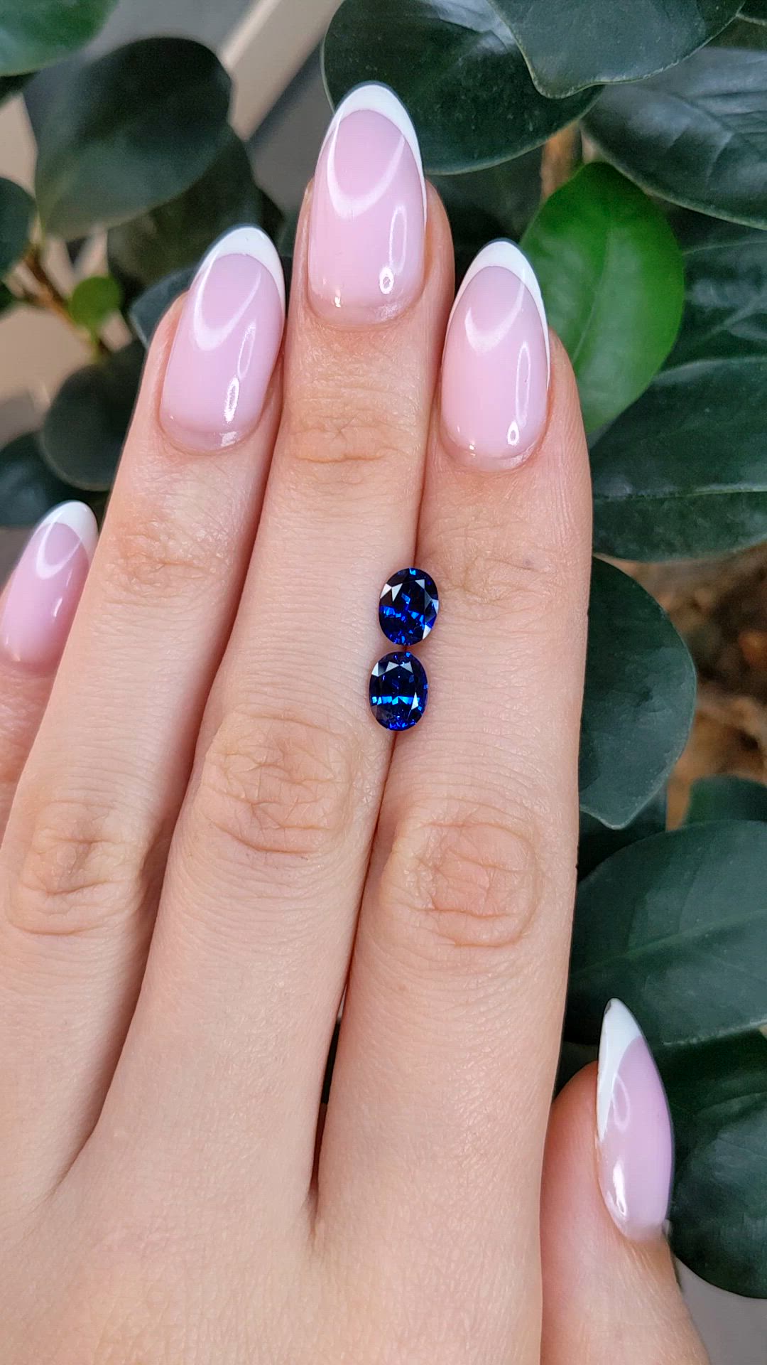 2.01 Ct.Tw.Total Carat Weight Blue Sapphire Pair from Ceylon (Sri Lanka) Size Video