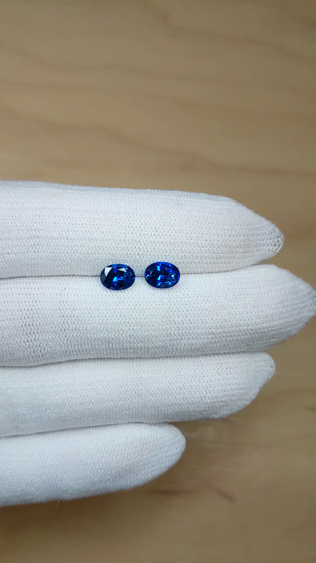 2.01 Ct.Tw.Total Carat Weight Blue Sapphire Pair from Ceylon (Sri Lanka) Size Video