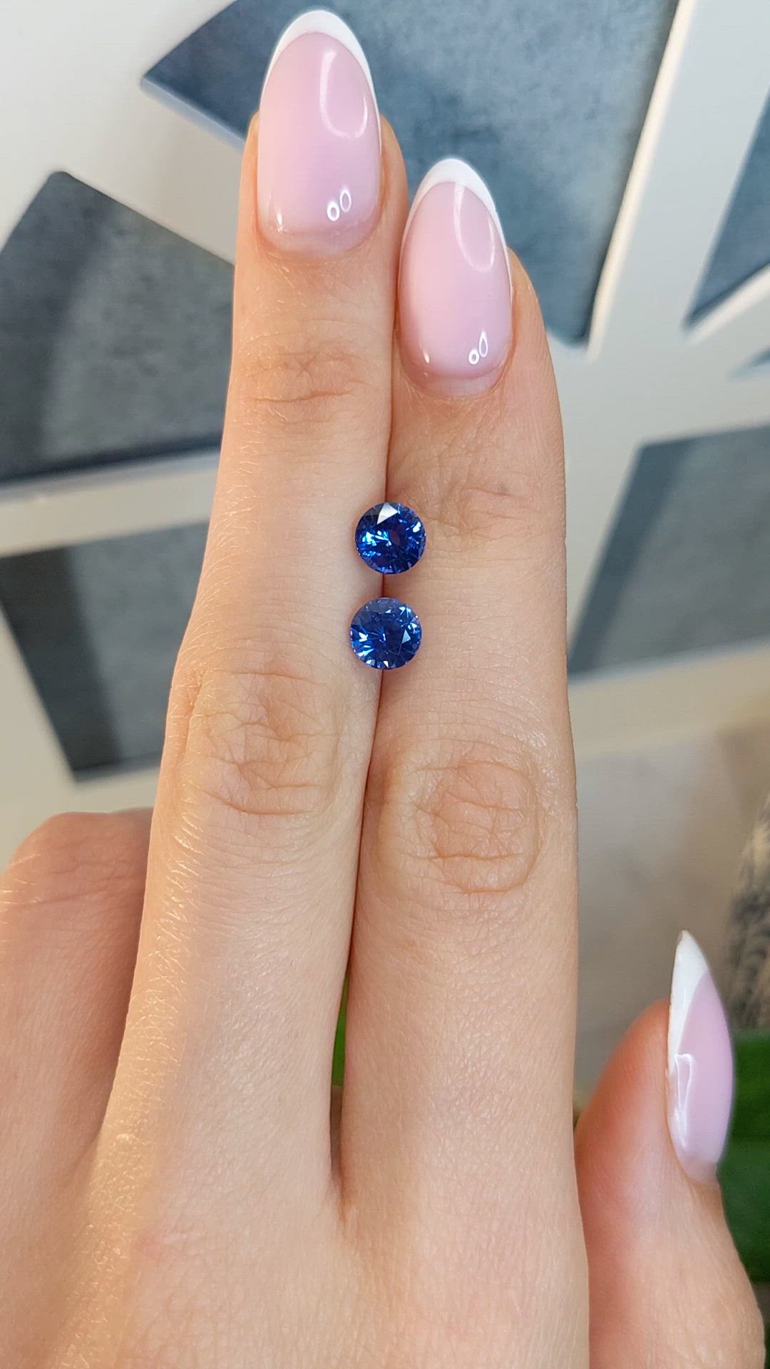 2.44 Ct.Tw.Total Carat Weight Blue Sapphire Pair from Ceylon (Sri Lanka) Size Video