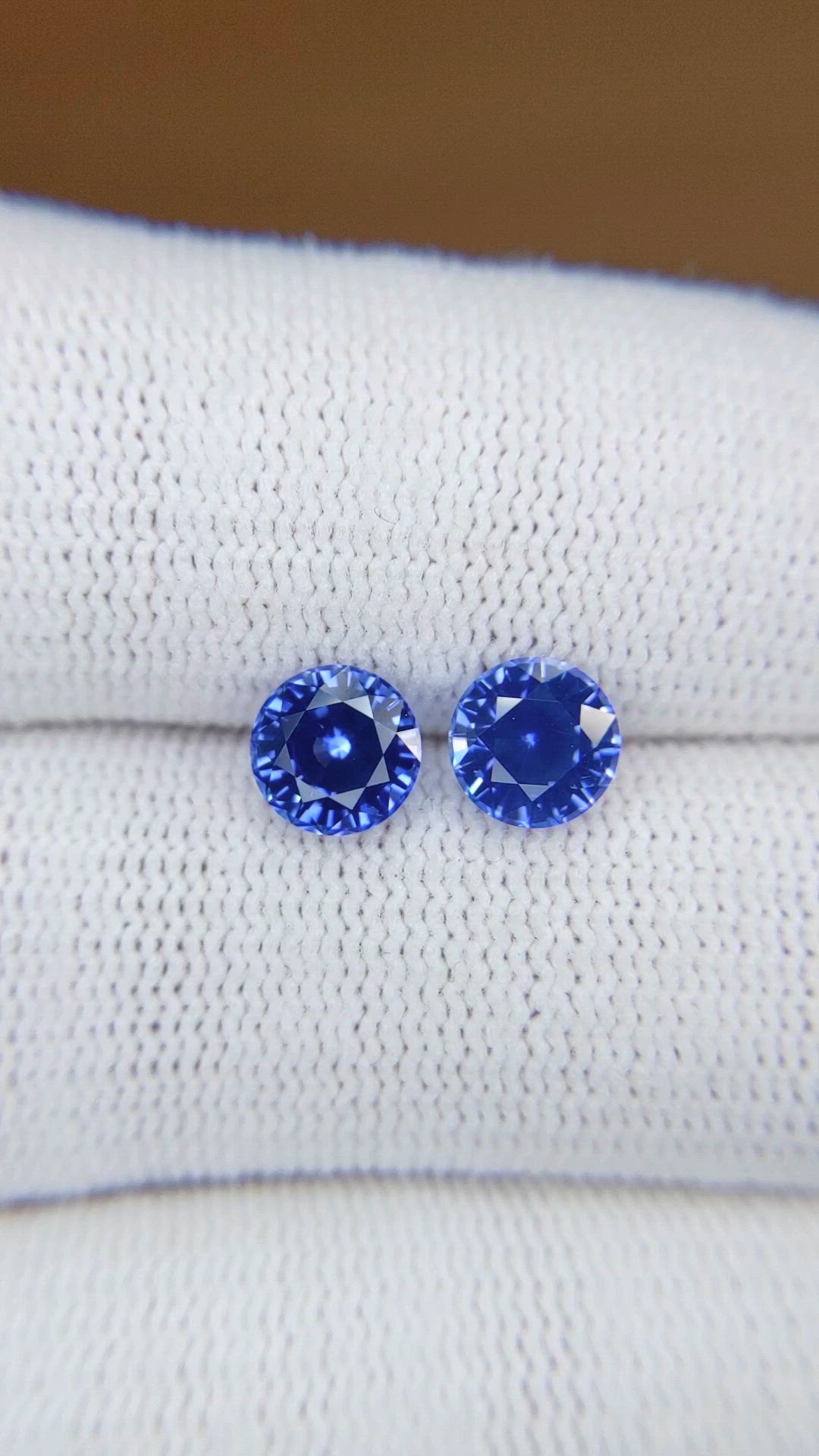 2.44 Ct.Tw.Total Carat Weight Blue Sapphire Pair from Ceylon (Sri Lanka) Size Video