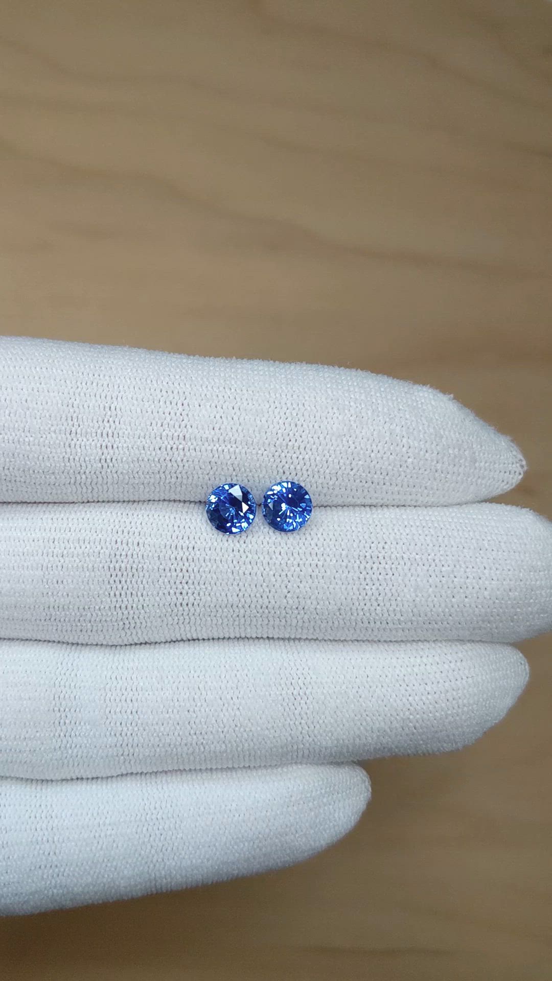 2.44 Ct.Tw.Total Carat Weight Blue Sapphire Pair from Ceylon (Sri Lanka) Size Video