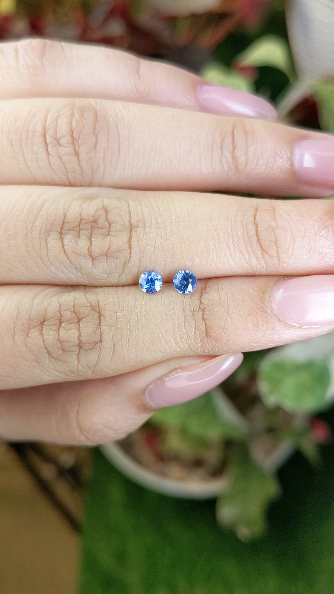 0.53 Ct.Tw.Total Carat Weight Blue Sapphire Pair from Ceylon (Sri Lanka) Size Video