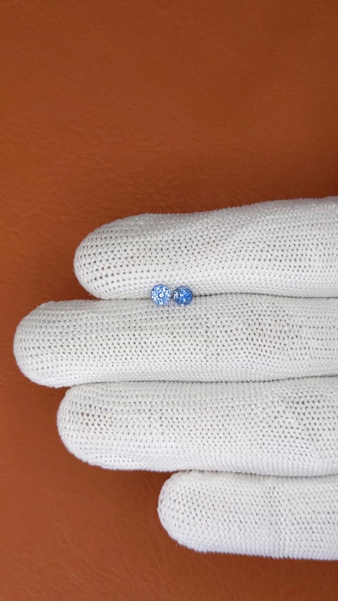 0.53 Ct.Tw.Total Carat Weight Blue Sapphire Pair from Ceylon (Sri Lanka) Size Video