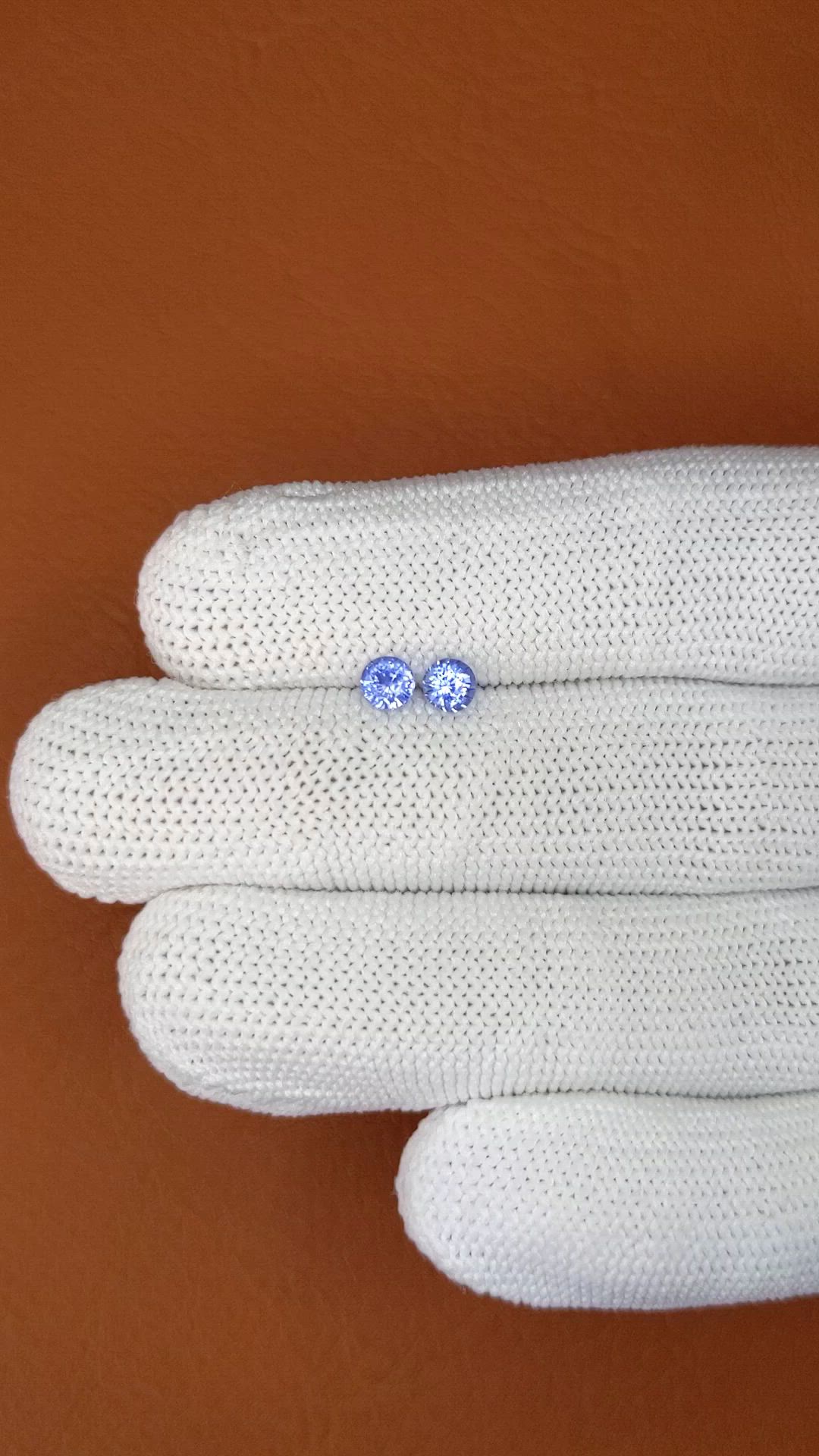 0.69 Ct.Tw.Total Carat Weight Blue Sapphire Pair from Ceylon (Sri Lanka) Size Video