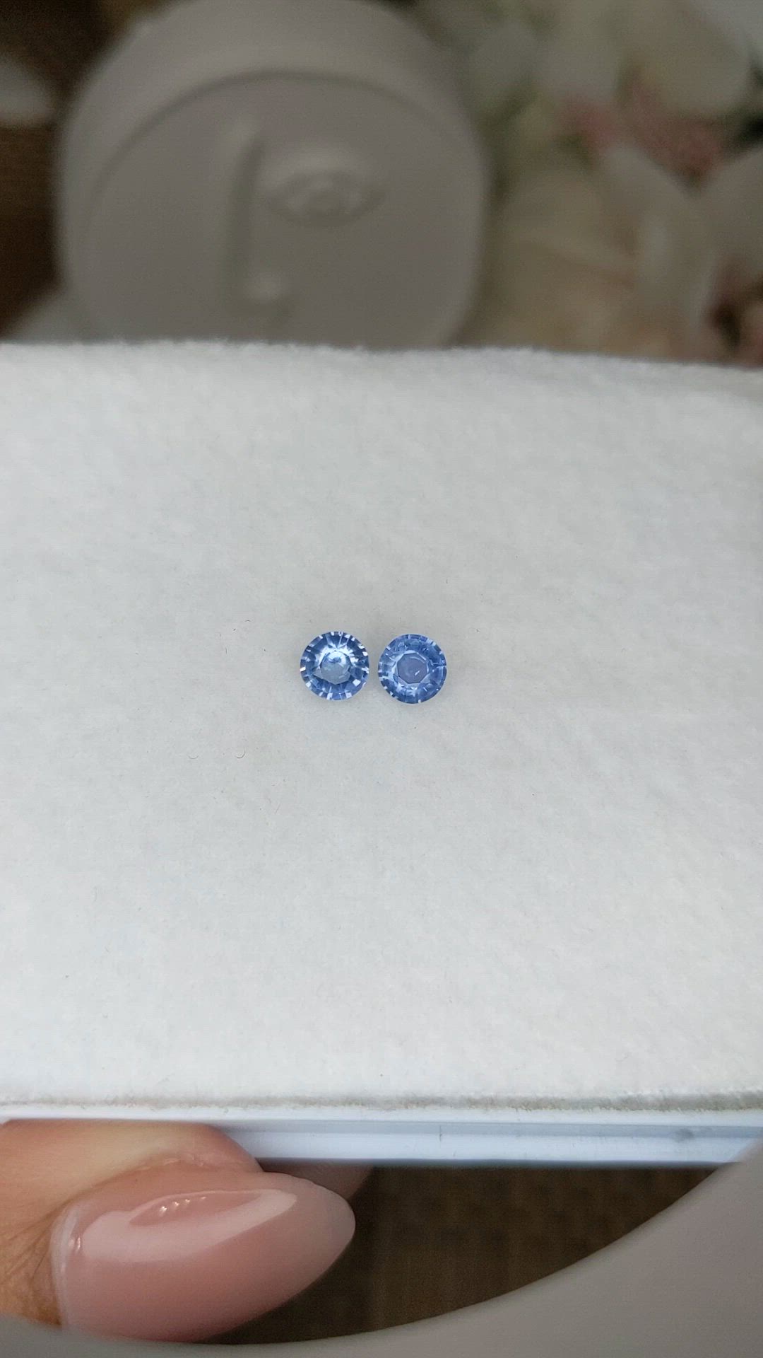 0.82&nbsp;Ct.Tw.Total Carat Weight Blue Sapphire Pair from Ceylon (Sri Lanka) Size Video