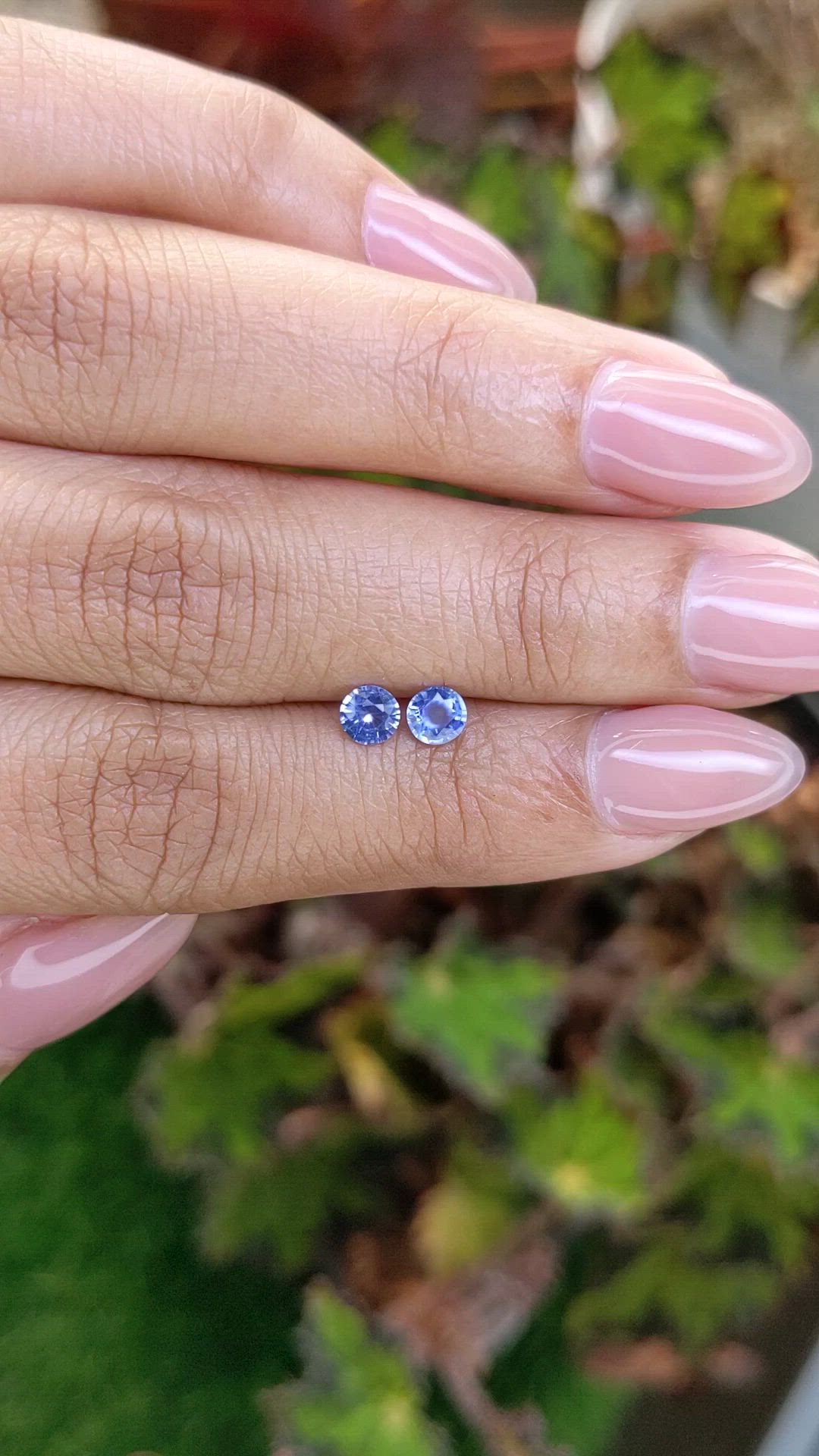 0.64 Ct.Tw.Total Carat Weight Blue Sapphire Pair from Ceylon (Sri Lanka) Size Video