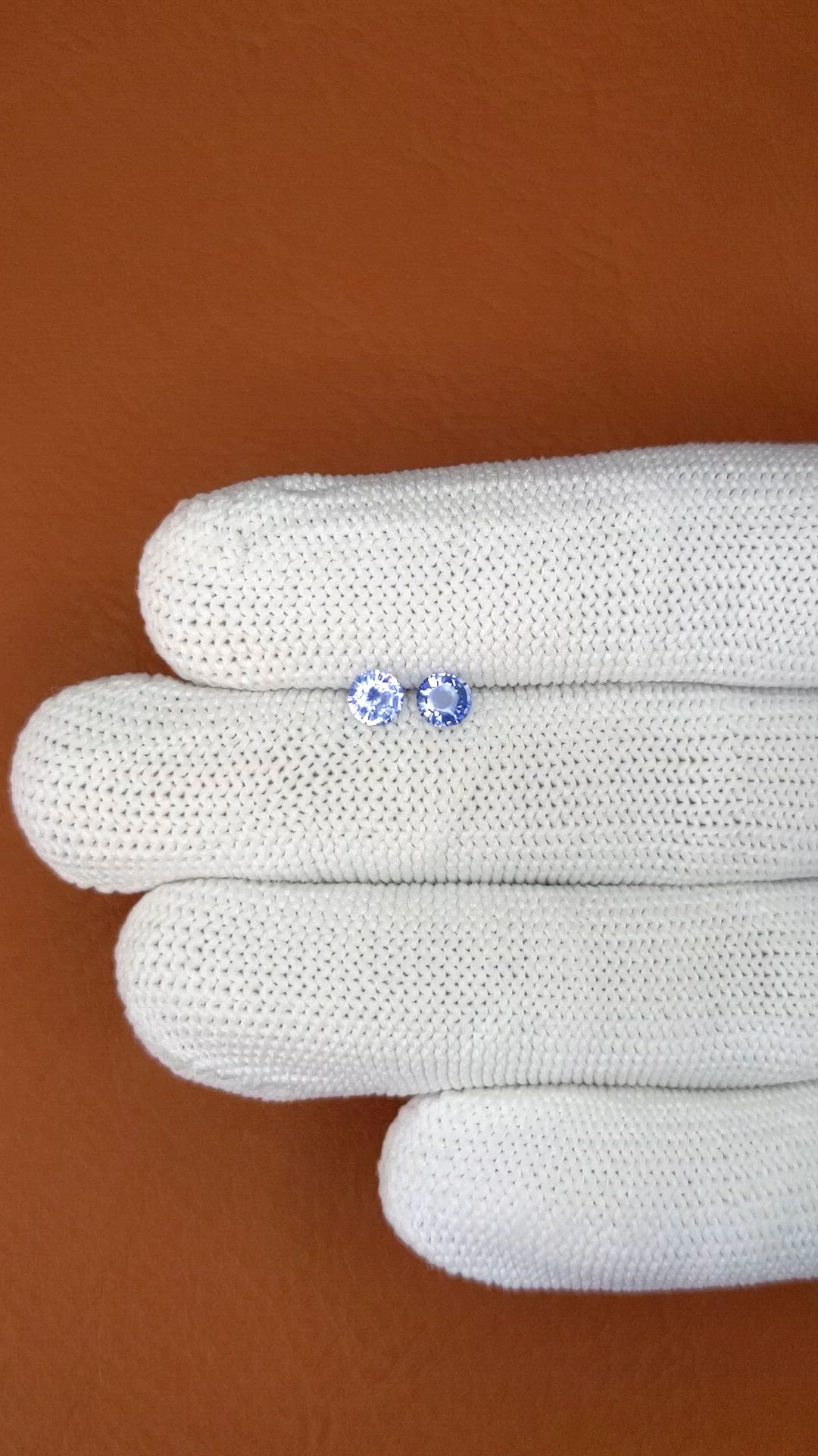 0.64 Ct.Tw.Total Carat Weight Blue Sapphire Pair from Ceylon (Sri Lanka) Size Video