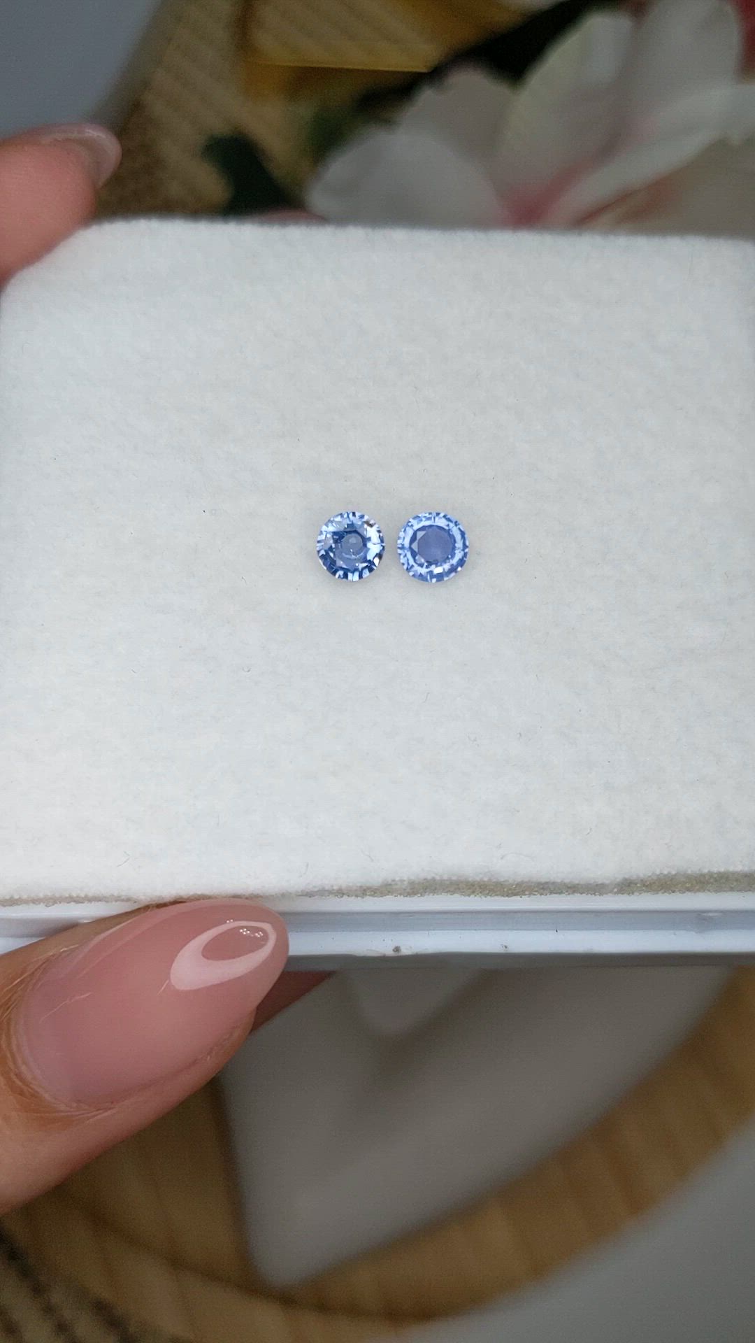 1.08 Ct.Tw.Total Carat Weight Blue Sapphire Pair from Ceylon (Sri Lanka) Size Video