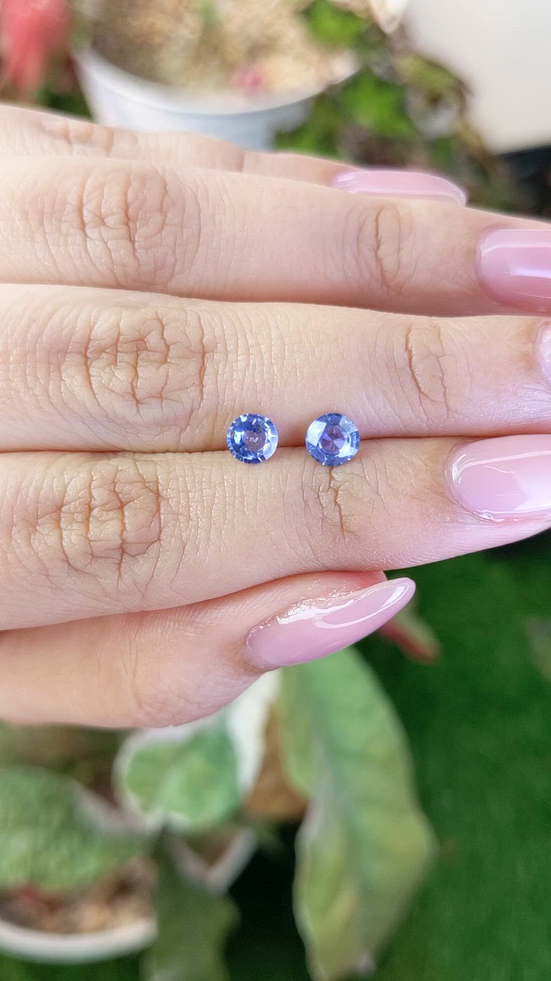 1.08 Ct.Tw.Total Carat Weight Blue Sapphire Pair from Ceylon (Sri Lanka) Size Video
