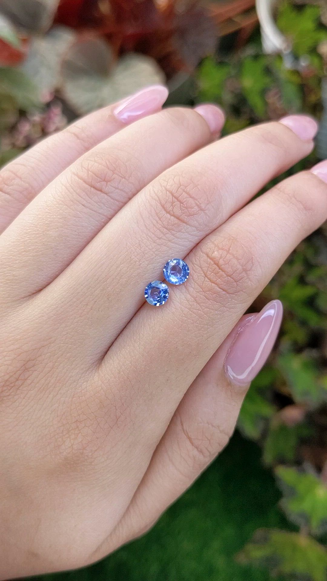 1.08 Ct.Tw.Total Carat Weight Blue Sapphire Pair from Ceylon (Sri Lanka) Size Video