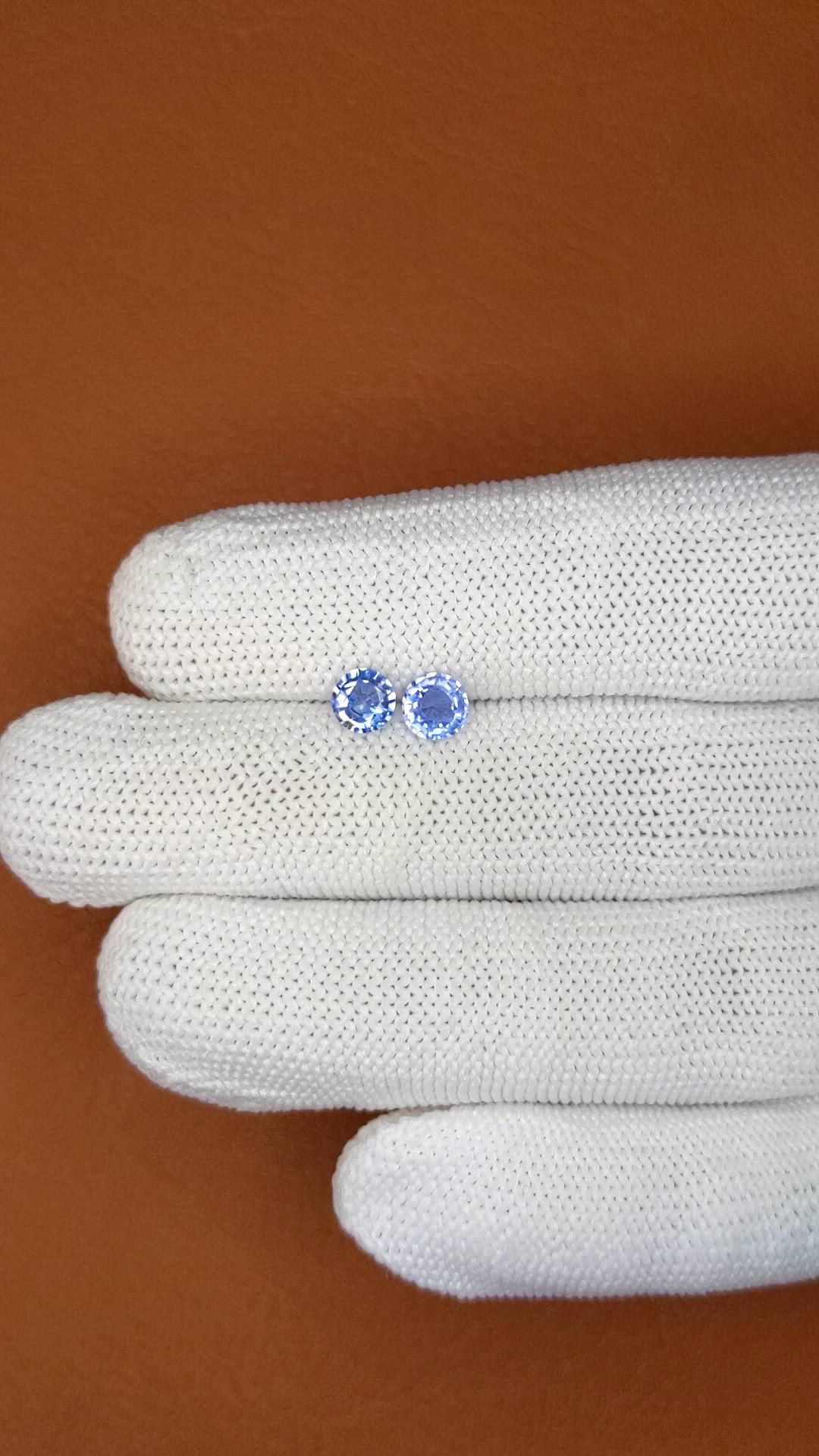 1.08 Ct.Tw.Total Carat Weight Blue Sapphire Pair from Ceylon (Sri Lanka) Size Video