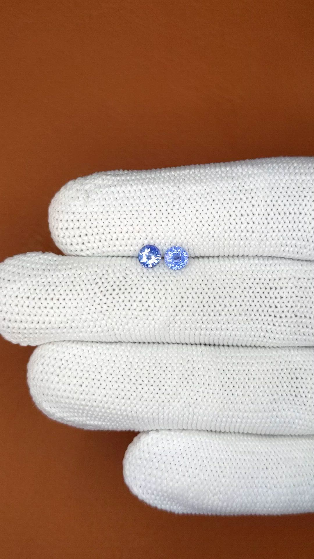 0.68 Ct.Tw.Total Carat Weight Blue Sapphire Pair from Ceylon (Sri Lanka) Size Video