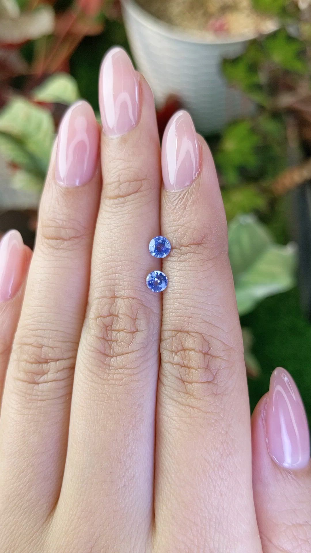 0.68 Ct.Tw.Total Carat Weight Blue Sapphire Pair from Ceylon (Sri Lanka) Size Video