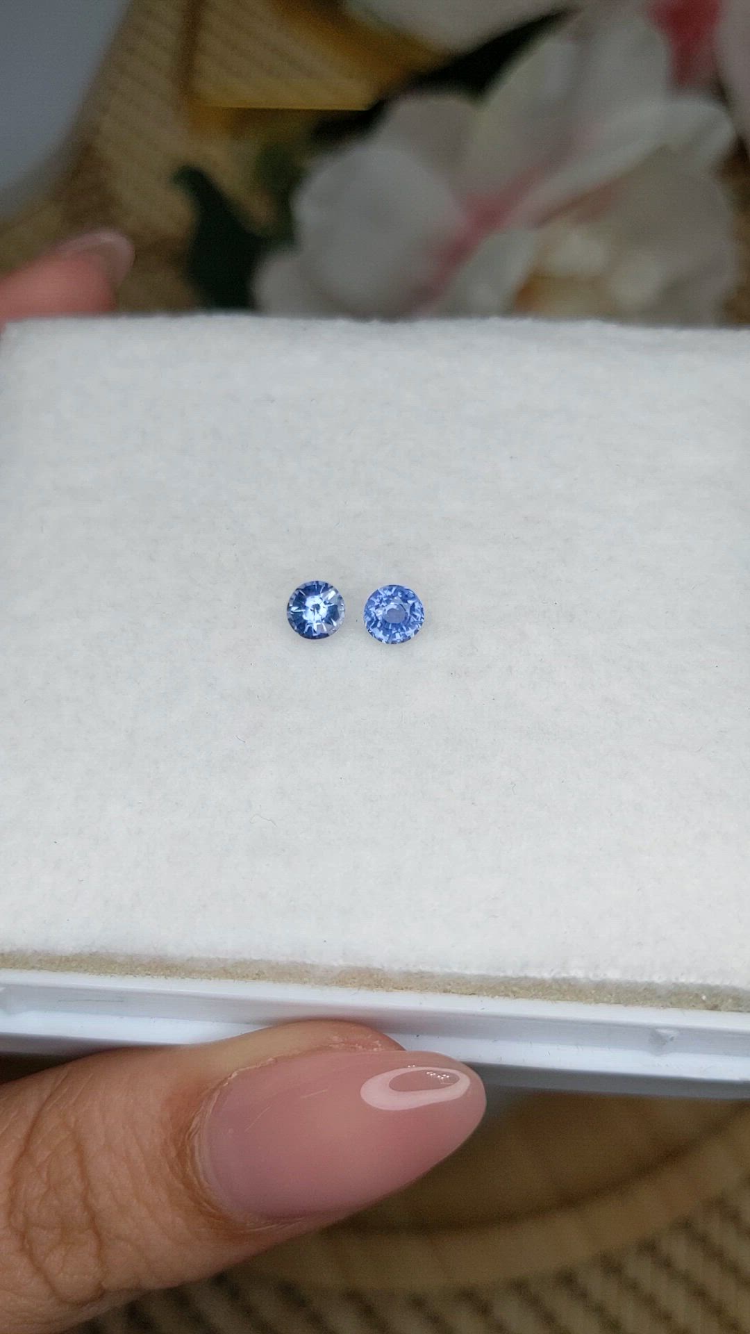 0.68 Ct.Tw.Total Carat Weight Blue Sapphire Pair from Ceylon (Sri Lanka) Size Video