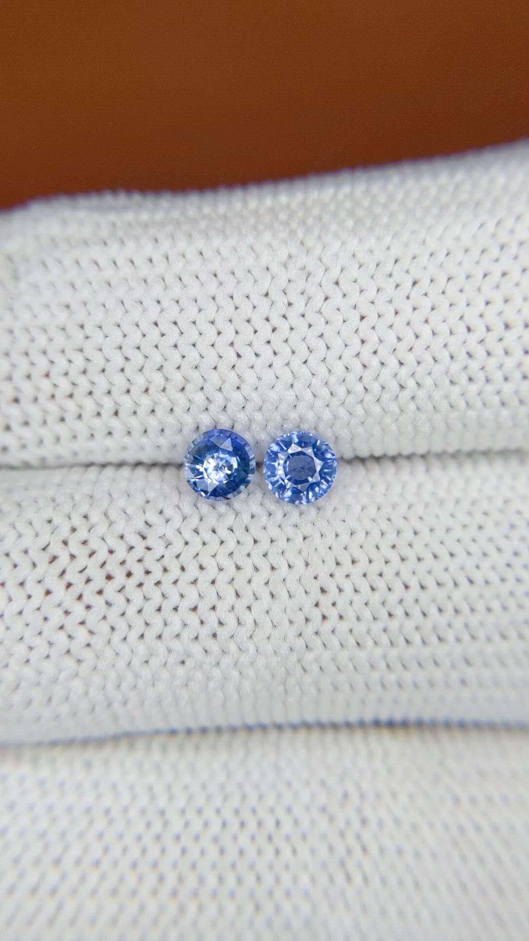 0.68 Ct.Tw.Total Carat Weight Blue Sapphire Pair from Ceylon (Sri Lanka) Size Video