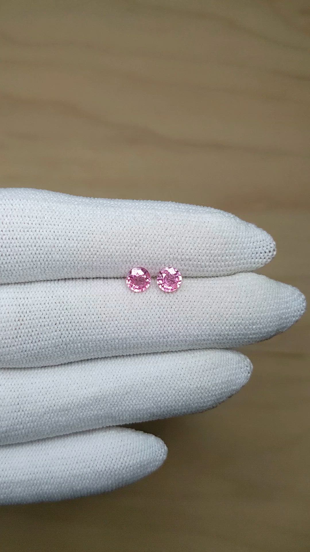1.06 Ct.Tw.Total Carat Weight Pink Sapphire Pair from Ceylon (Sri Lanka) Size Video