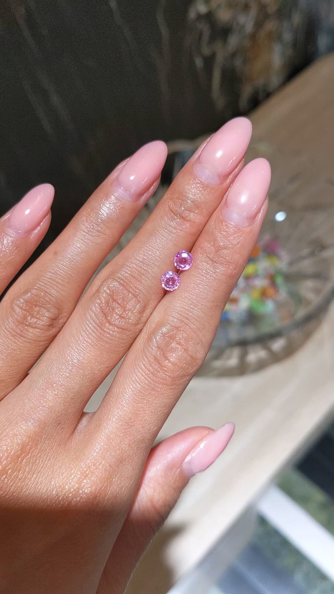 1.06 Ct.Tw.Total Carat Weight Pink Sapphire Pair from Ceylon (Sri Lanka) Size Video