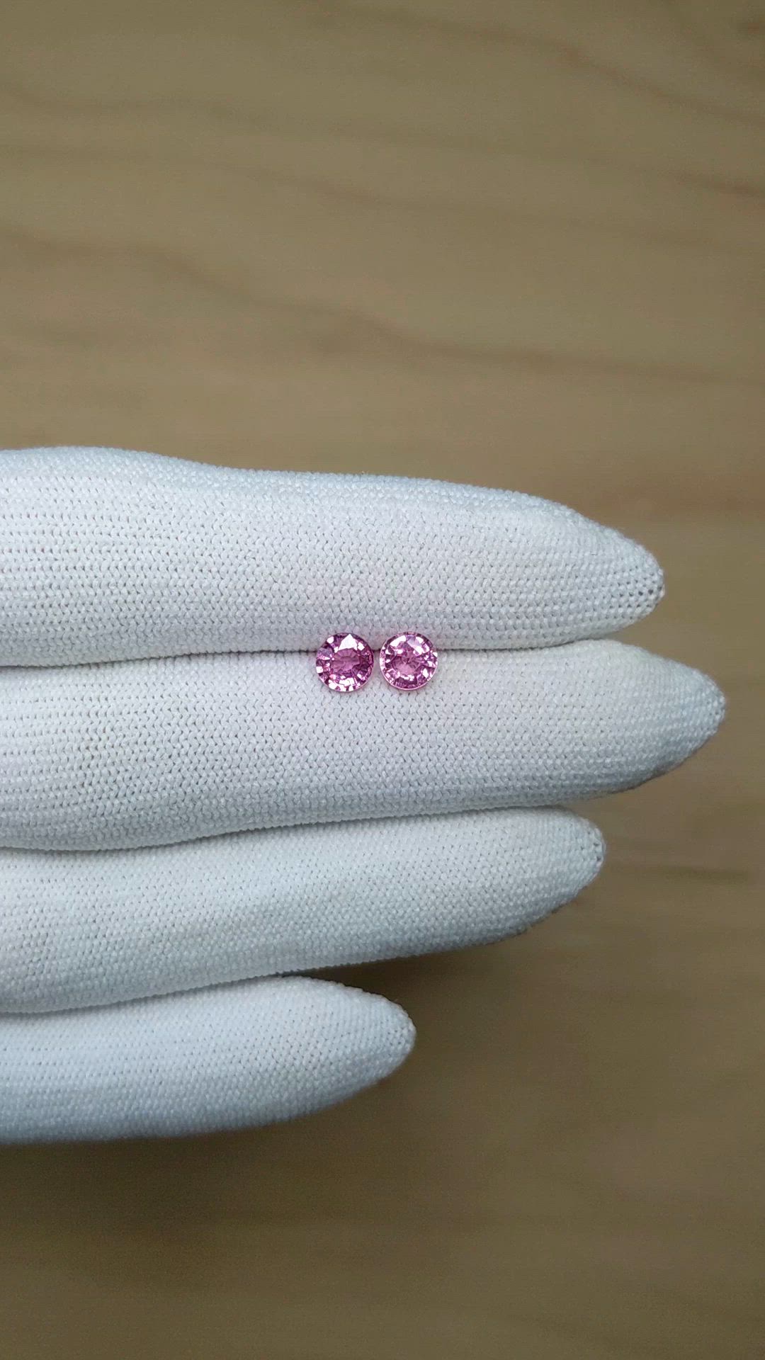 1.20 Ct.Tw.Total Carat Weight Pink Sapphire Pair from Ceylon (Sri Lanka) Size Video