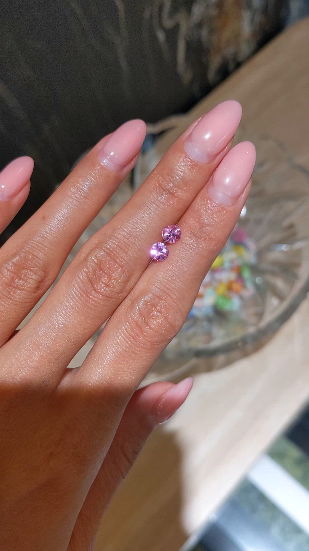 1.11 Ct.Tw.Total Carat Weight Pink Sapphire Pair from Ceylon (Sri Lanka) Size Video