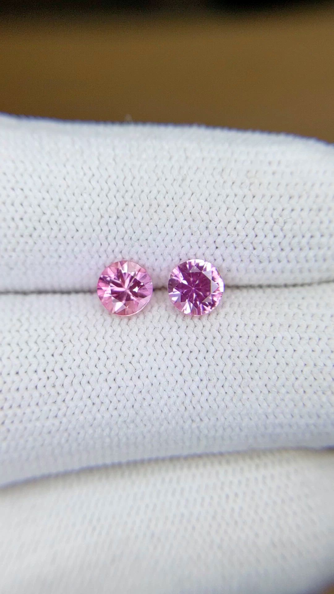 1.11 Ct.Tw.Total Carat Weight Pink Sapphire Pair from Ceylon (Sri Lanka) Size Video