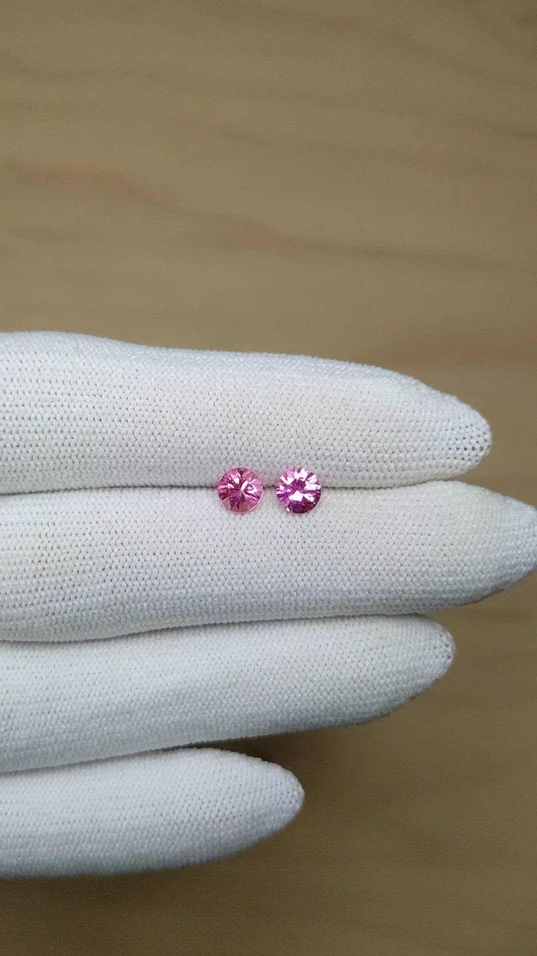 1.11 Ct.Tw.Total Carat Weight Pink Sapphire Pair from Ceylon (Sri Lanka) Size Video