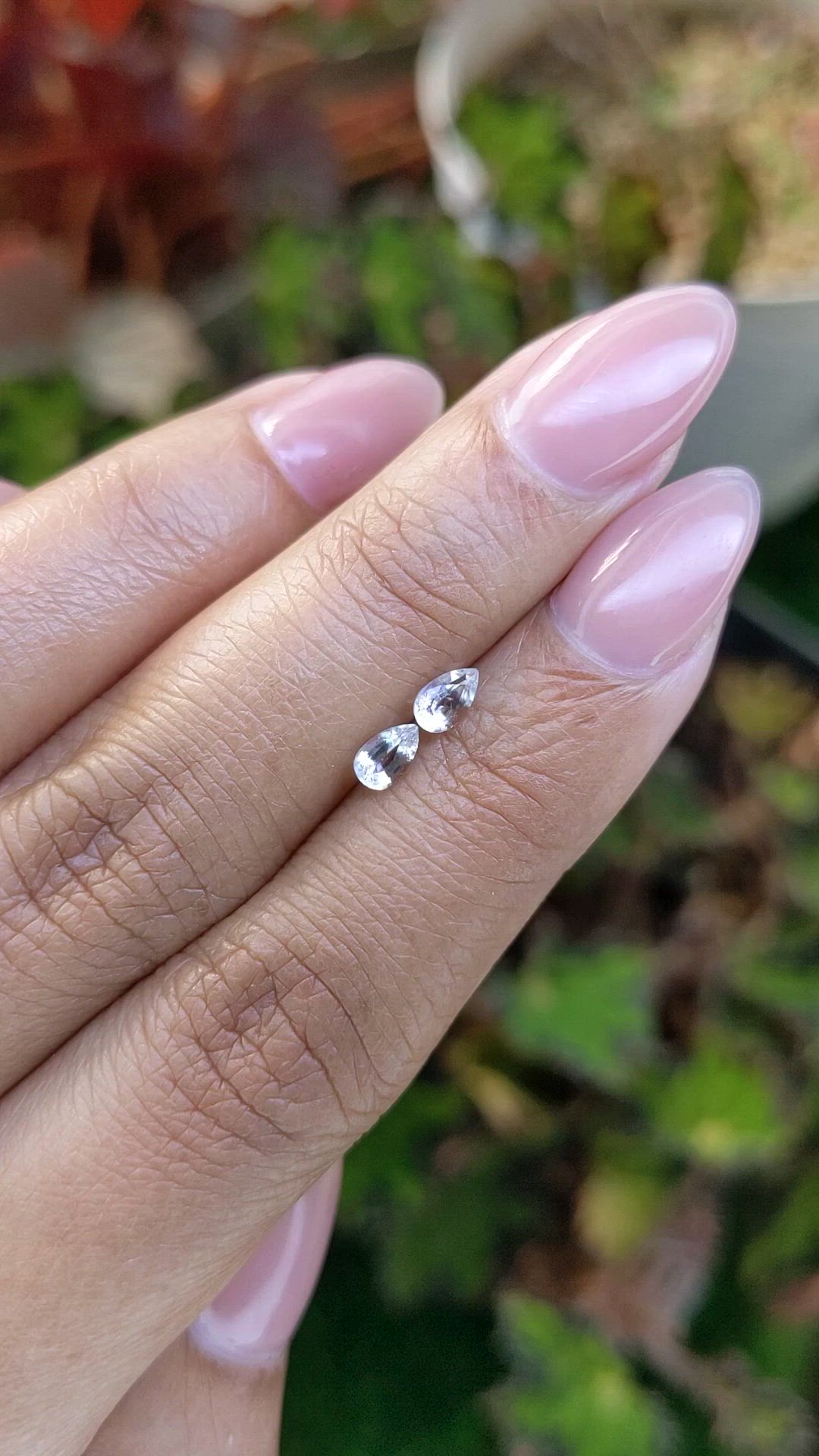 0.55 Ct.Tw.Total Carat Weight White Sapphire Pair from Ceylon (Sri Lanka) Size Video