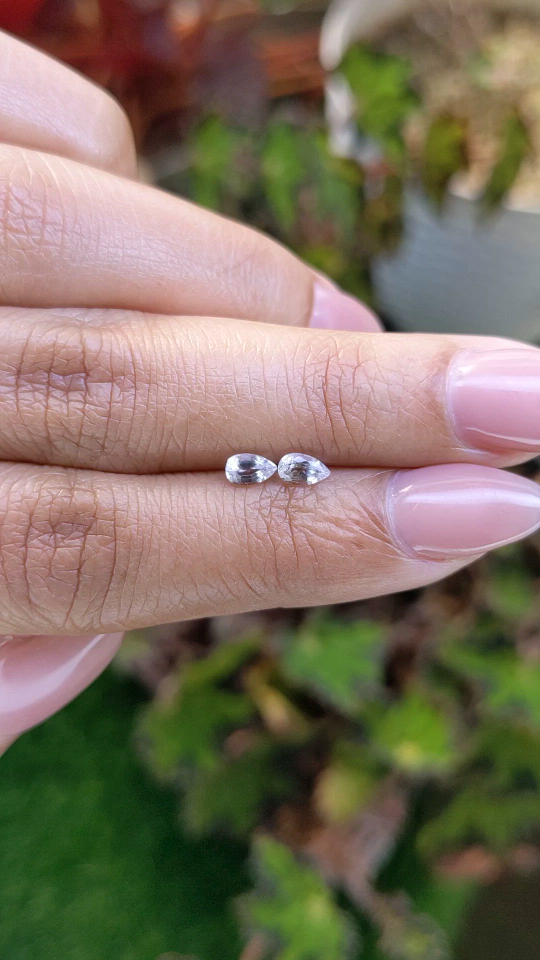 0.55 Ct.Tw.Total Carat Weight White Sapphire Pair from Ceylon (Sri Lanka) Size Video