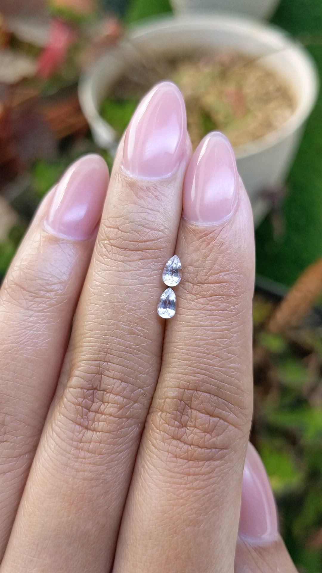 0.55 Ct.Tw.Total Carat Weight White Sapphire Pair from Ceylon (Sri Lanka) Size Video