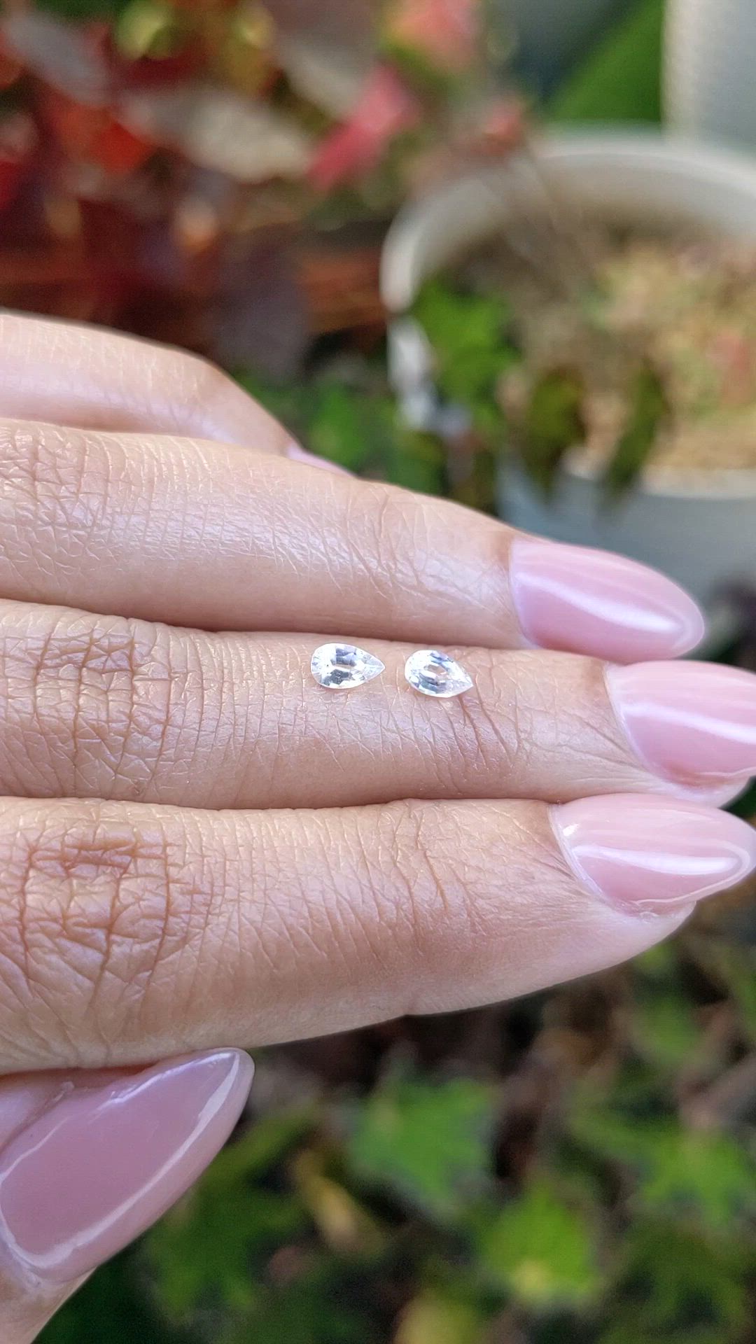 0.54 Ct.Tw.Total Carat Weight White Sapphire Pair from Ceylon (Sri Lanka) Size Video