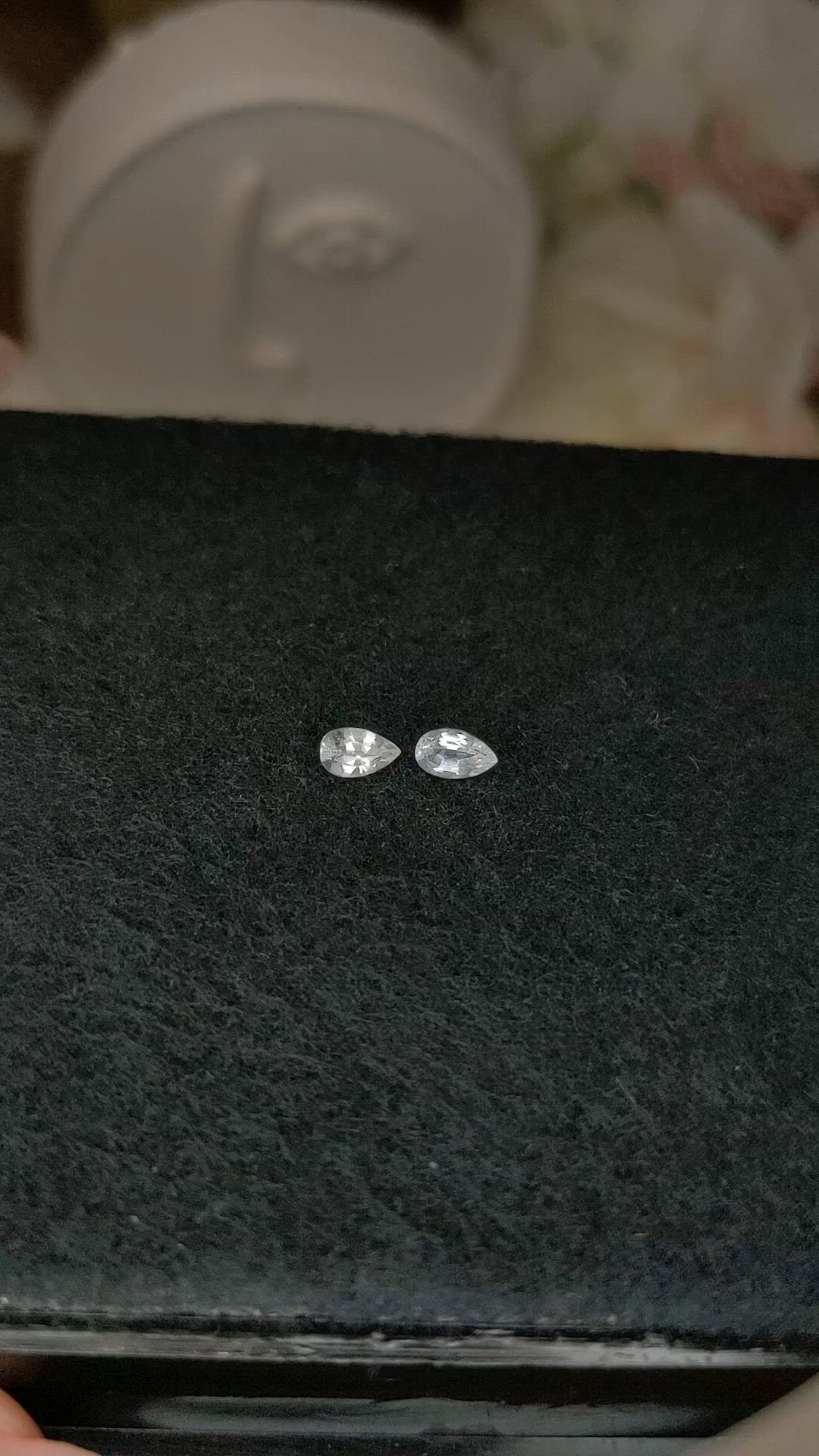 0.54 Ct.Tw.Total Carat Weight White Sapphire Pair from Ceylon (Sri Lanka) Size Video