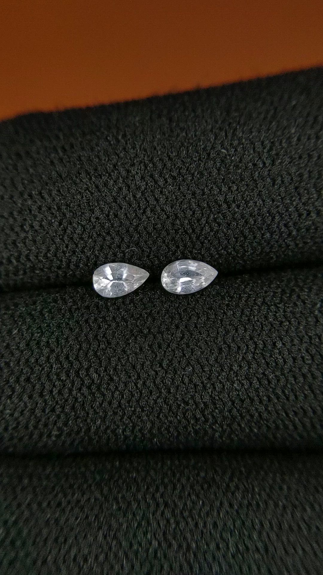 0.54 Ct.Tw.Total Carat Weight White Sapphire Pair from Ceylon (Sri Lanka) Size Video