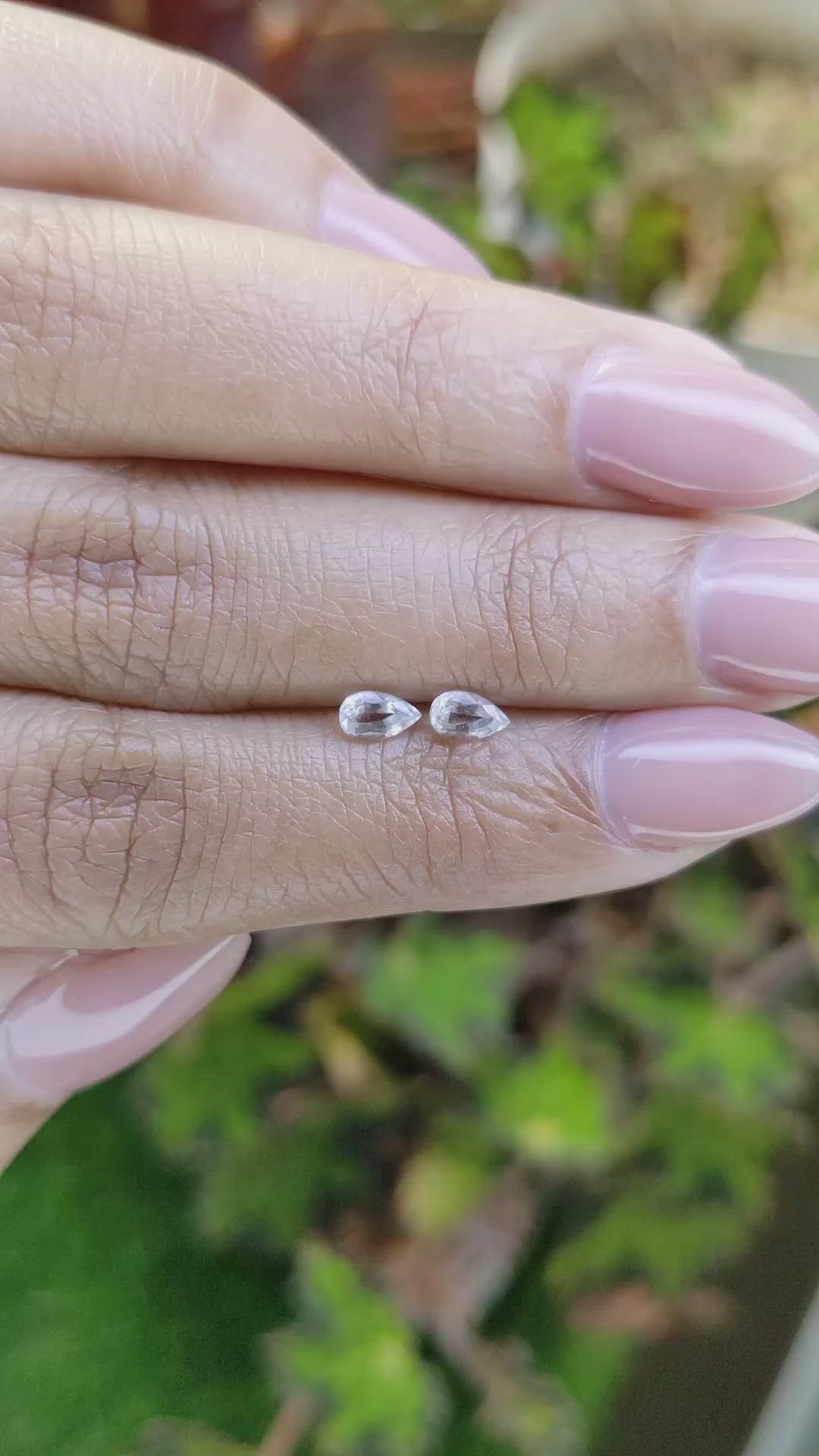 0.60 Ct.Tw.Total Carat Weight White Sapphire Pair from Ceylon (Sri Lanka) Size Video
