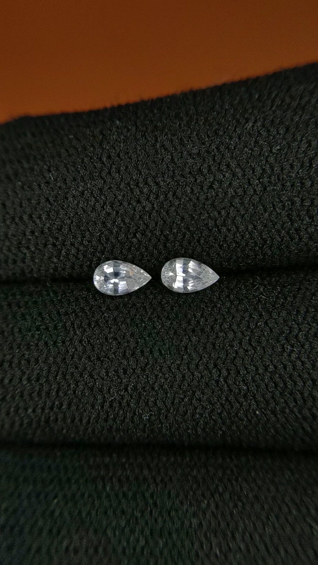 0.60 Ct.Tw.Total Carat Weight White Sapphire Pair from Ceylon (Sri Lanka) Size Video