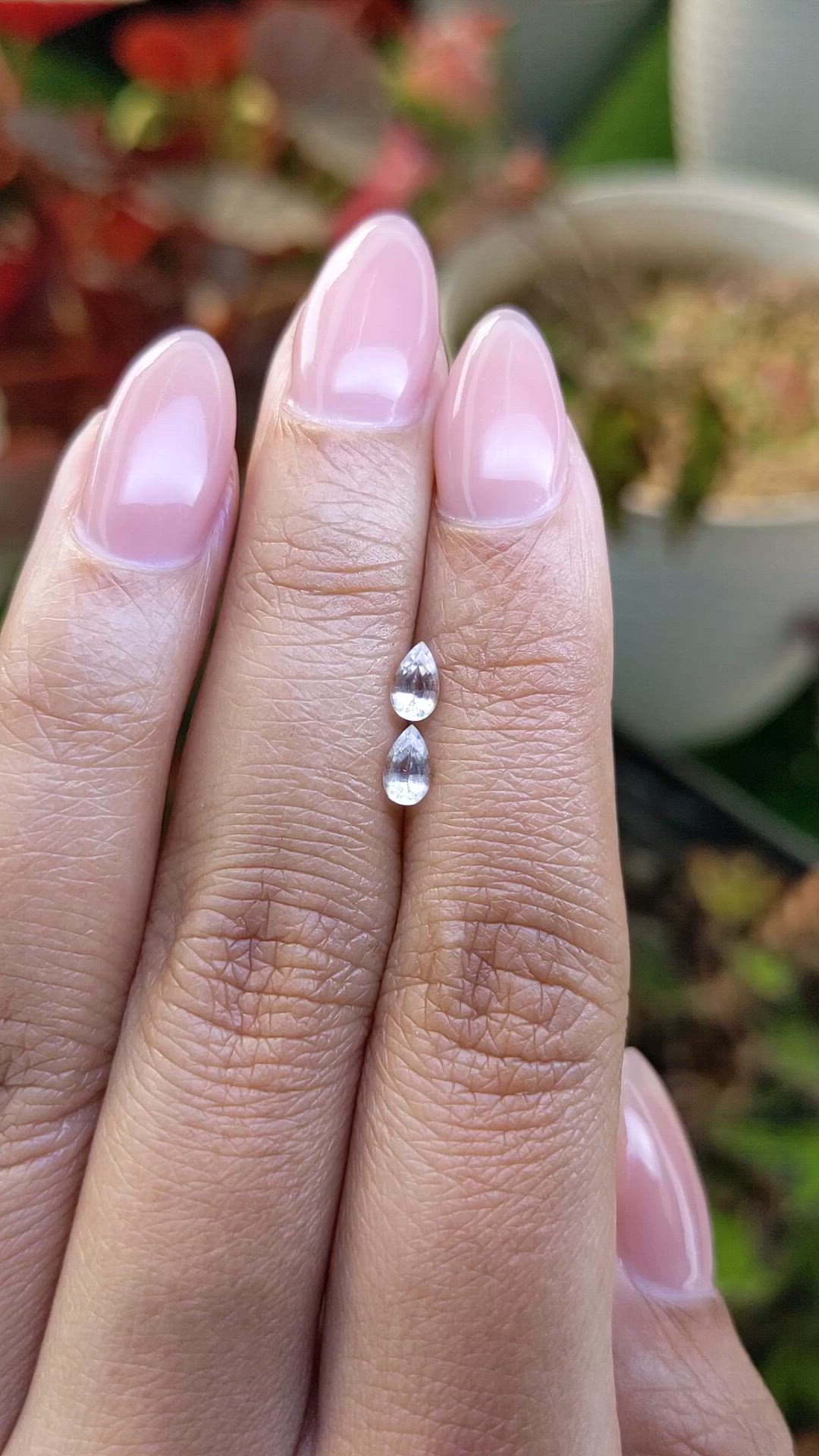 0.60 Ct.Tw.Total Carat Weight White Sapphire Pair from Ceylon (Sri Lanka) Size Video