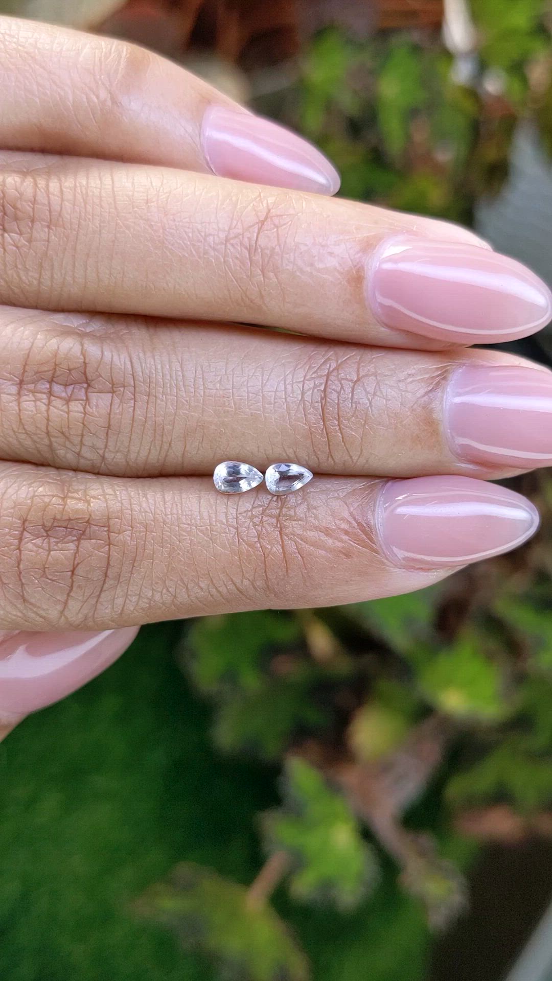 0.54 Ct.Tw.Total Carat Weight White Sapphire Pair from Ceylon (Sri Lanka) Size Video