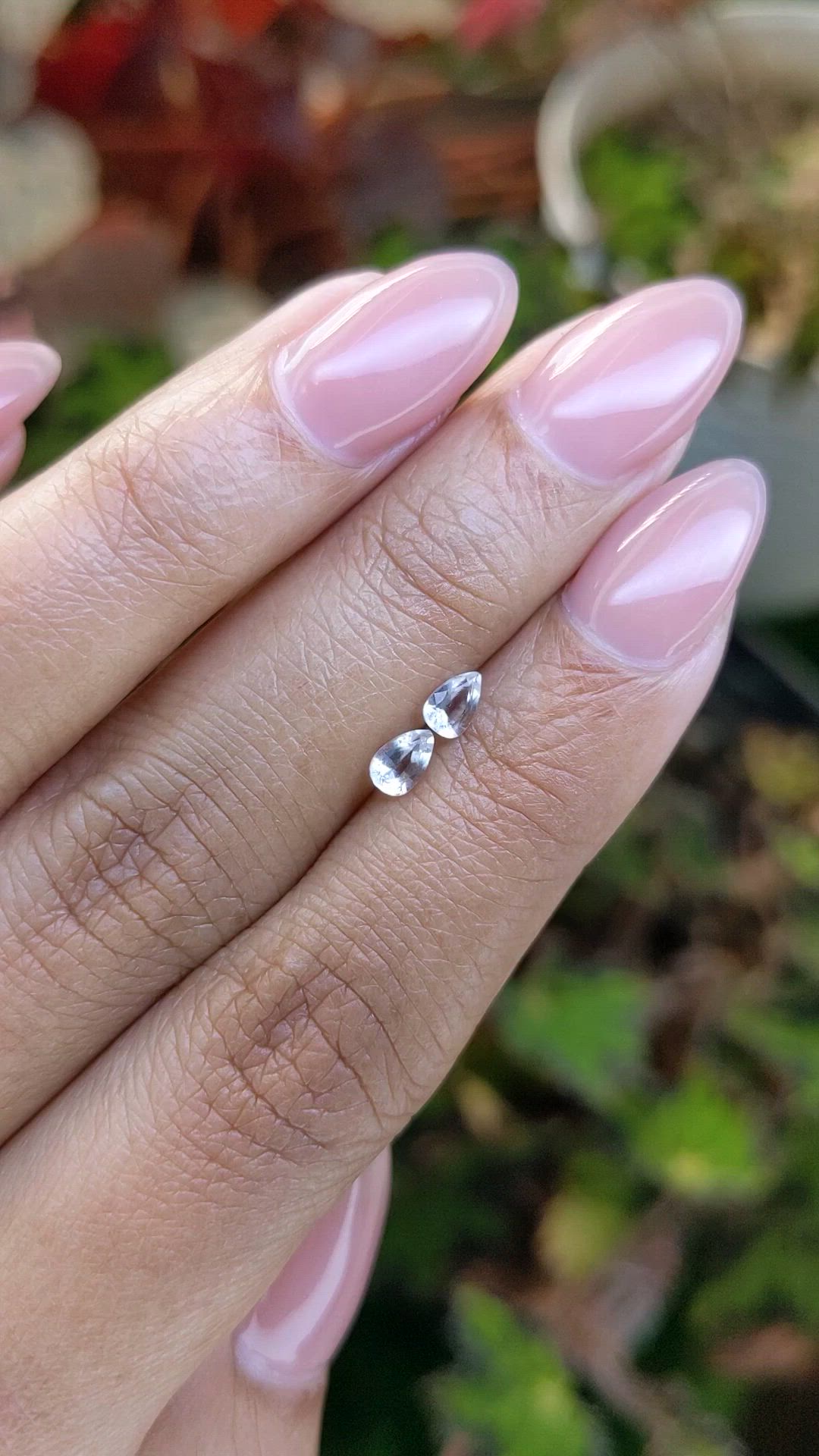 0.54 Ct.Tw.Total Carat Weight White Sapphire Pair from Ceylon (Sri Lanka) Size Video
