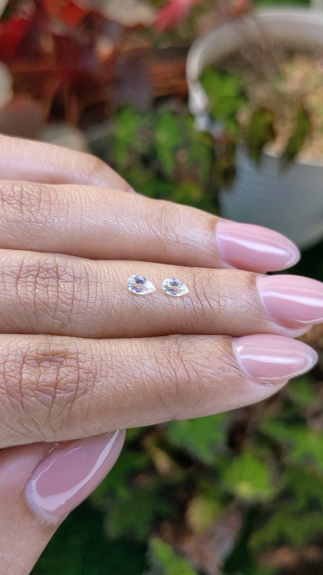 0.52 Ct.Tw.Total Carat Weight White Sapphire Pair from Ceylon (Sri Lanka) Size Video