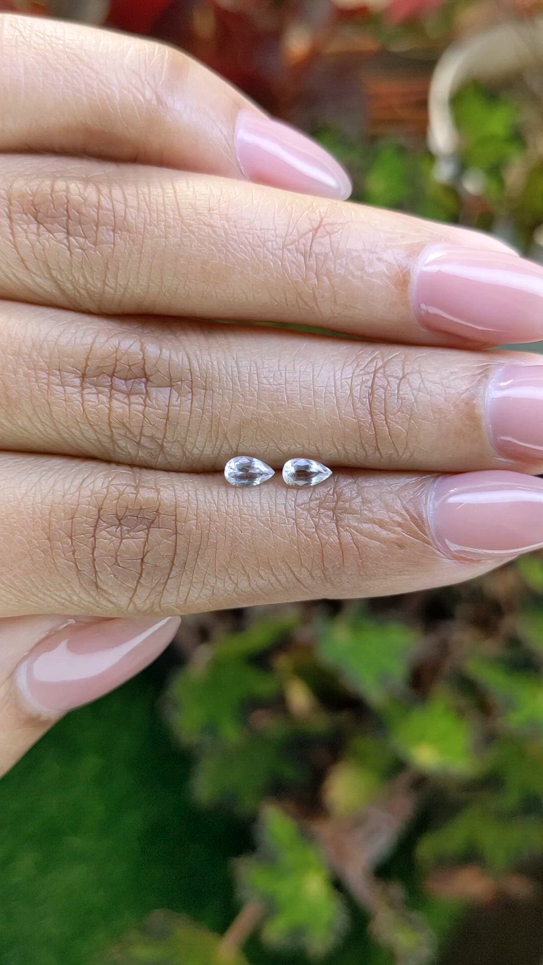 0.53 Ct.Tw.Total Carat Weight White Sapphire Pair from Ceylon (Sri Lanka) Size Video