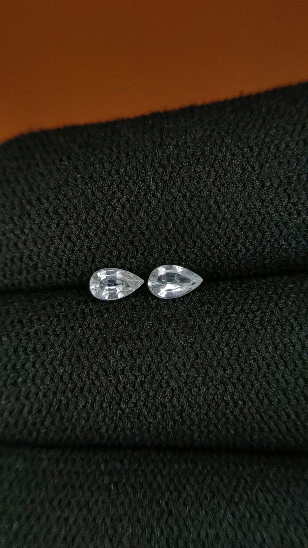 0.53 Ct.Tw.Total Carat Weight White Sapphire Pair from Ceylon (Sri Lanka) Size Video