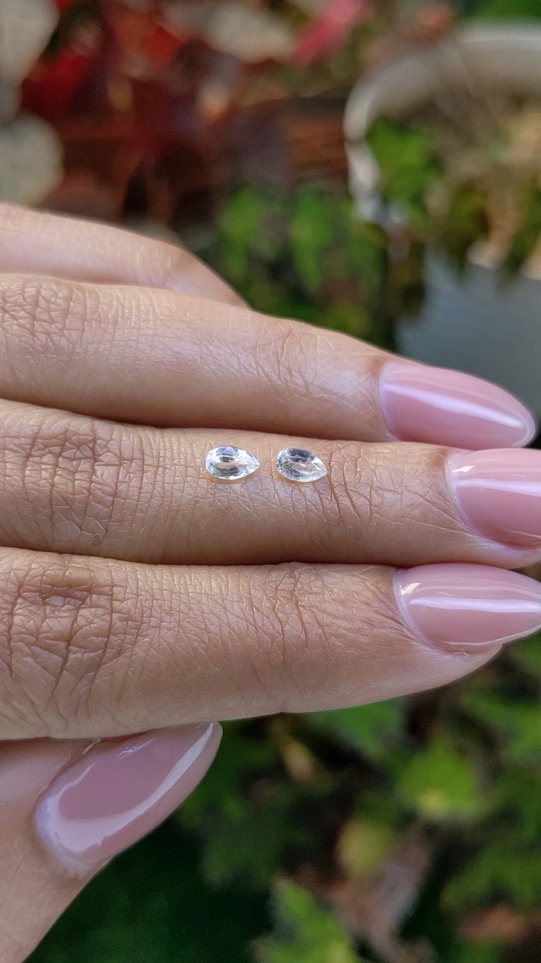 0.57 Ct.Tw.Total Carat Weight White Sapphire Pair from Ceylon (Sri Lanka) Size Video
