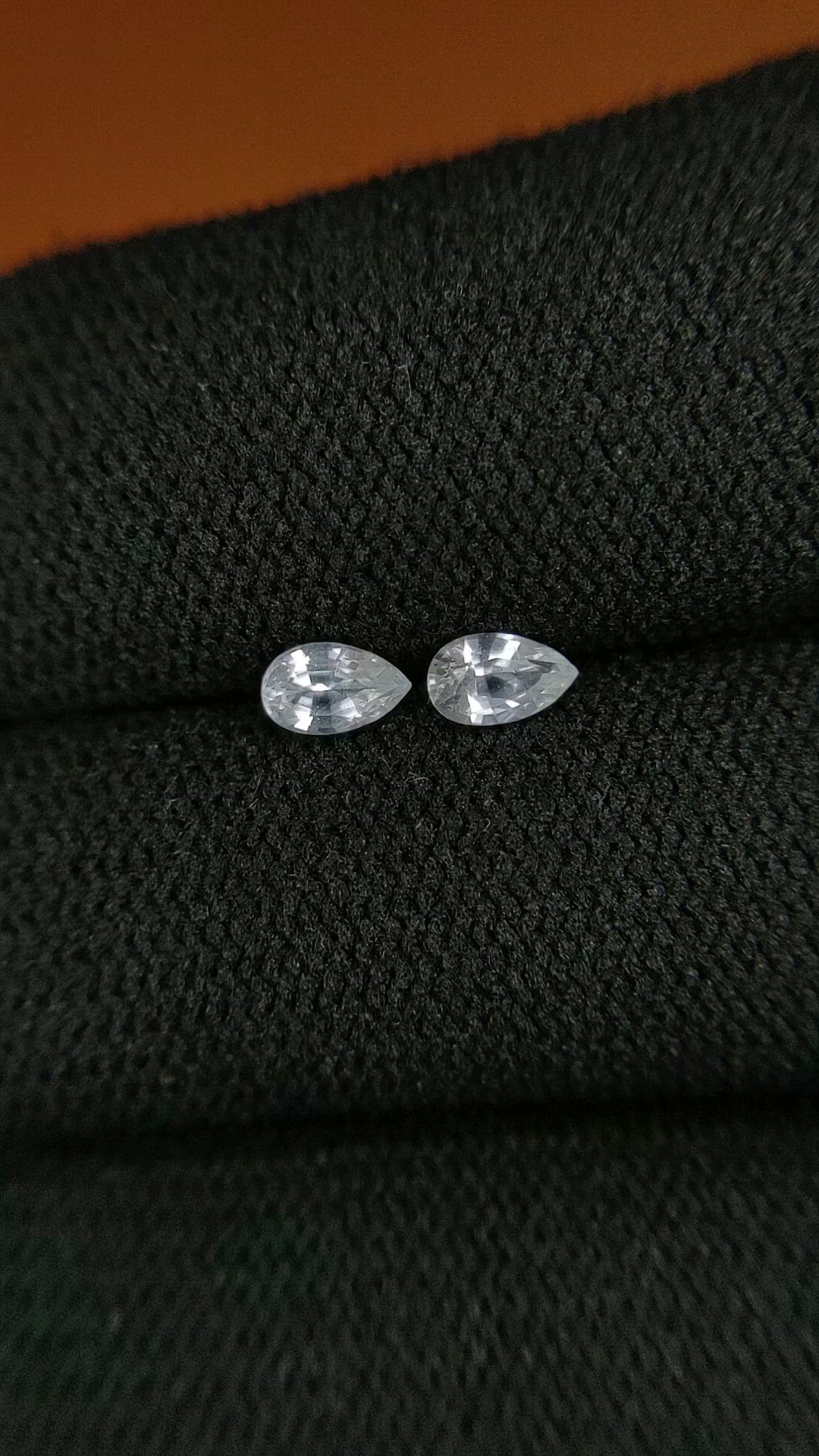 0.57 Ct.Tw.Total Carat Weight White Sapphire Pair from Ceylon (Sri Lanka) Size Video